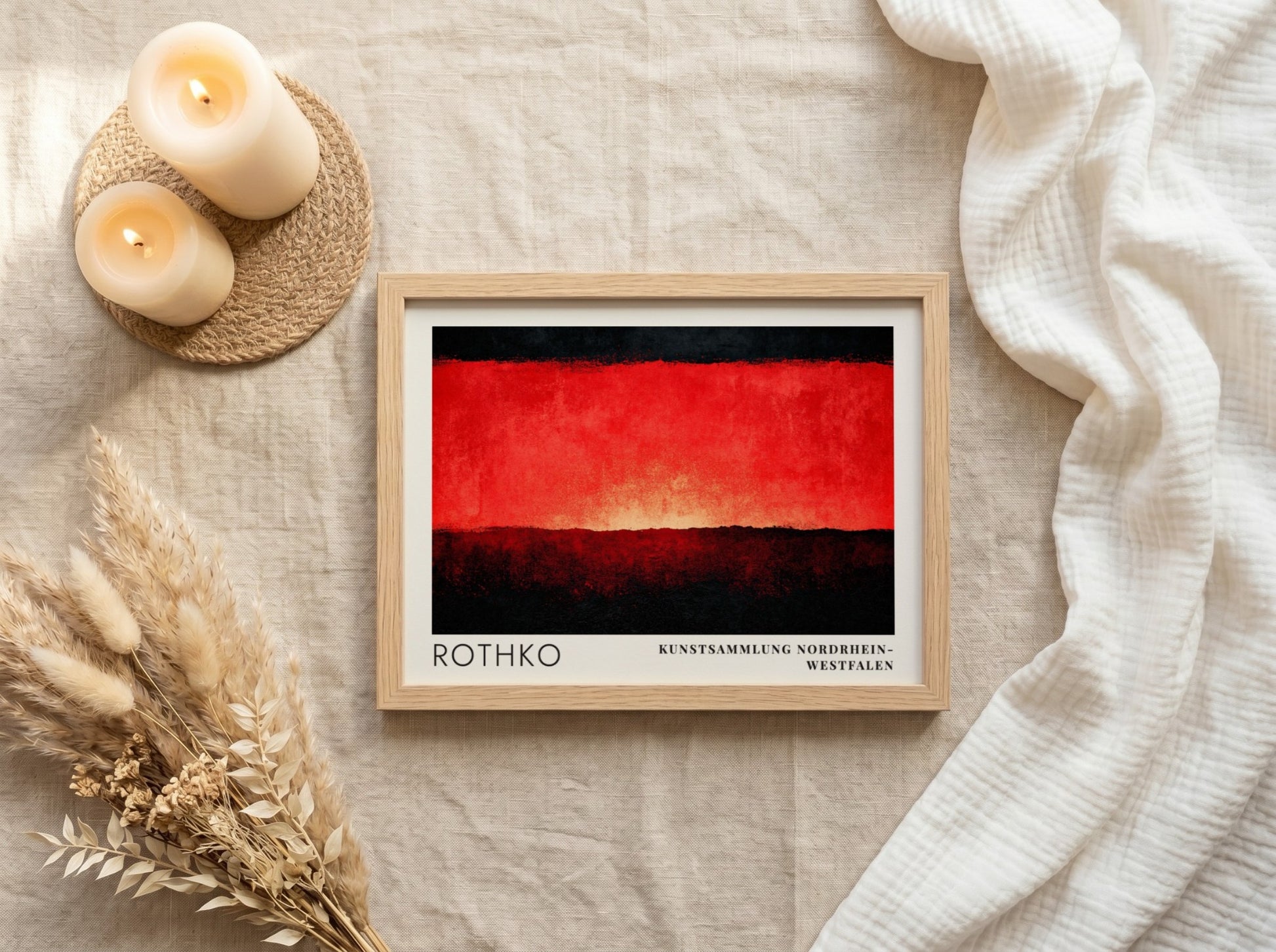 Wall art poster featuring Mark Rothko exhibition design from Kunstsammlung Nordrhein-Westfalen in red black