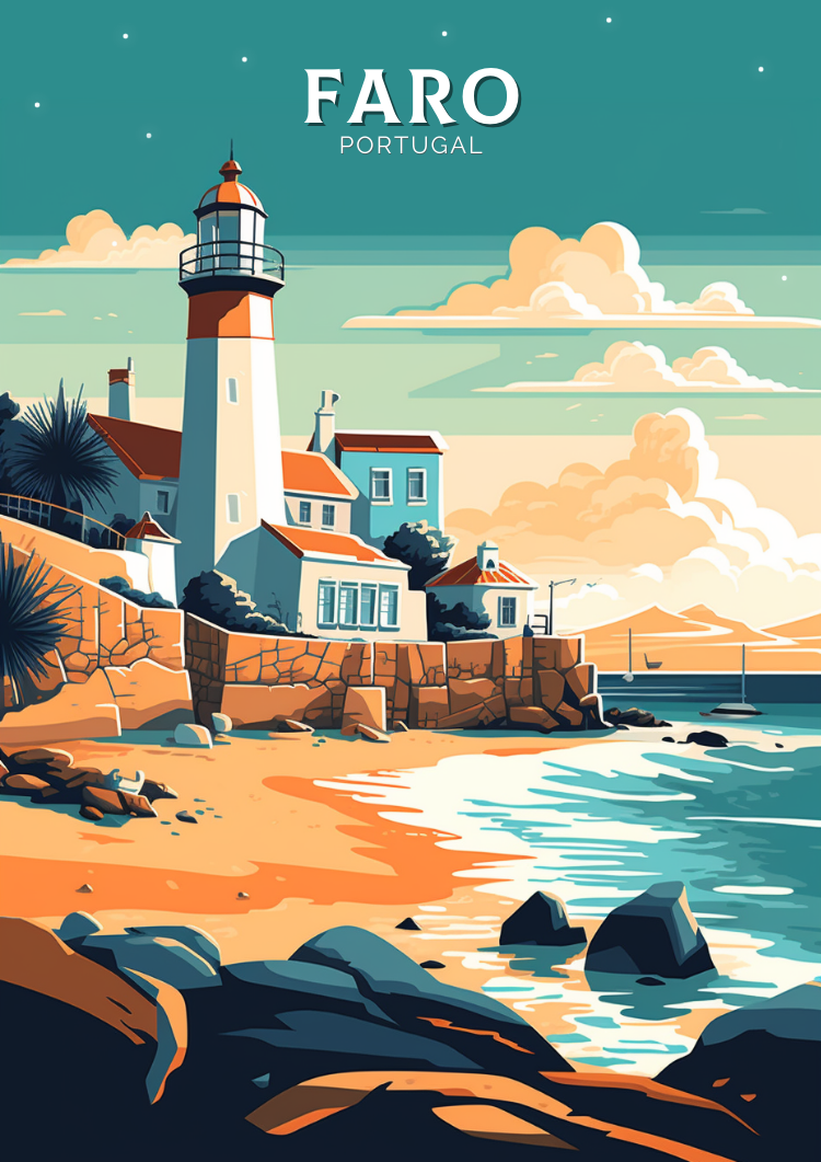 Europe FARO TRAVEL POSTER - PORTUGAL ARTWORK