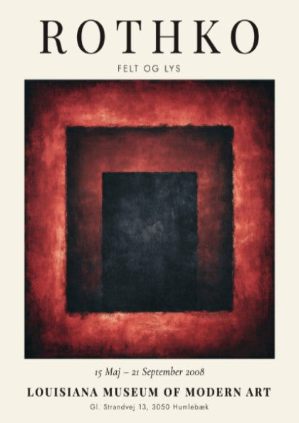 Wall art poster featuring the Mark Rothko Felt og Lys exhibition with abstract squares.