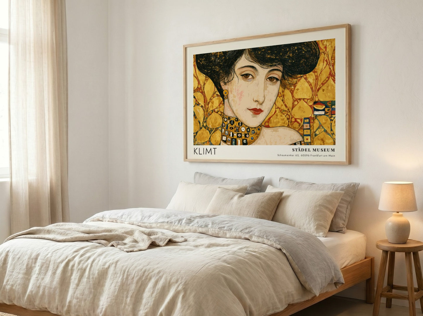 Femme Fatale wall art print featuring Klimt's golden hues and intricate patterns
