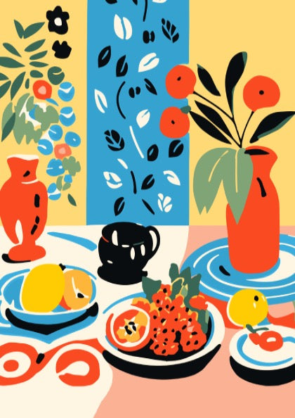 Festive Table Poster - Holiday Gathering Wall Art Print