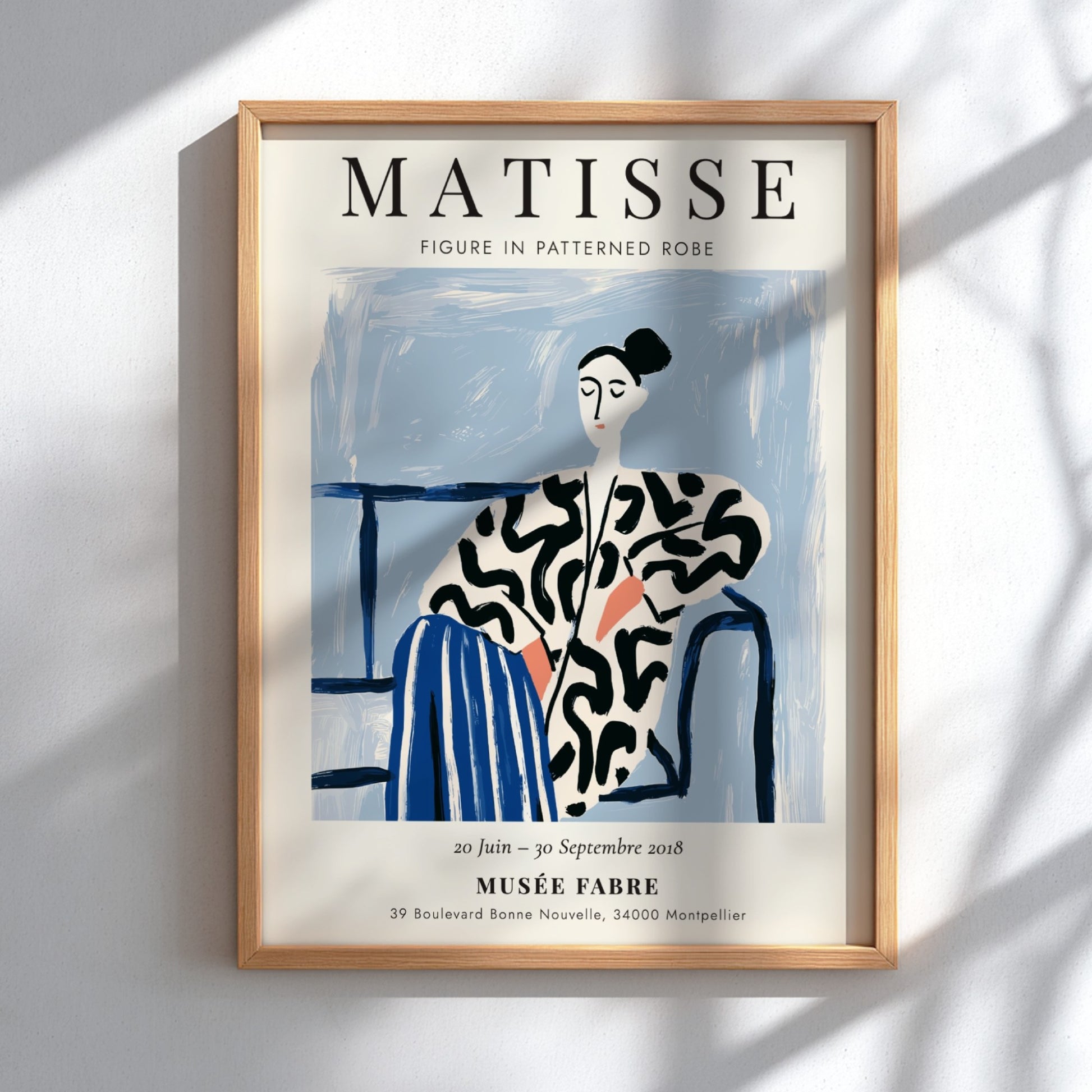 Henri Matisse poster featuring a figure in a patterned robe, modern art style with bold colors