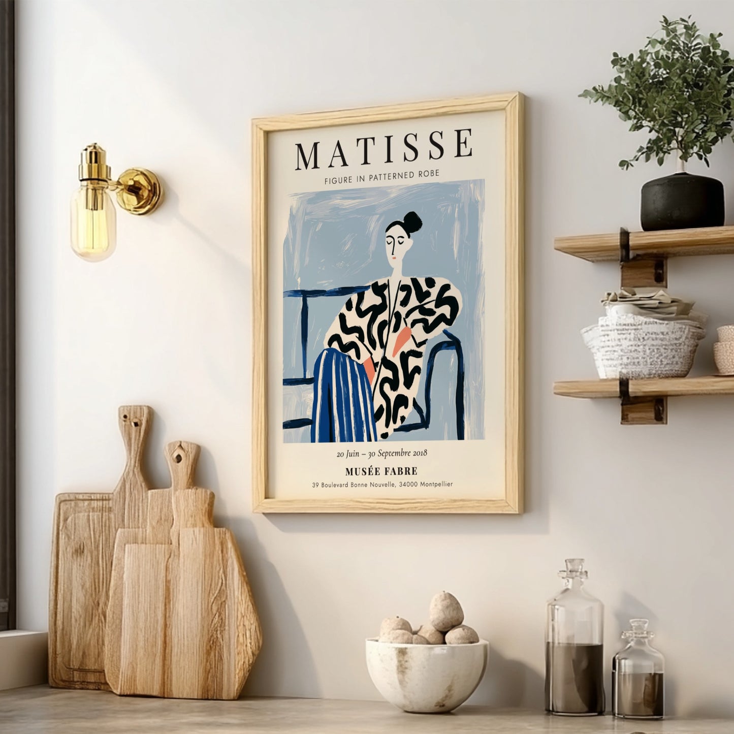 Henri Matisse poster featuring a figure in a patterned robe, modern art style with bold colors