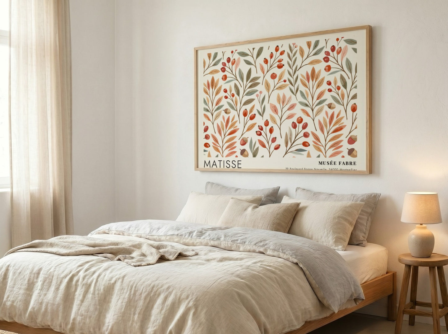 Henri Matisse poster featuring a figure in a patterned robe with floral designs in earthy tones