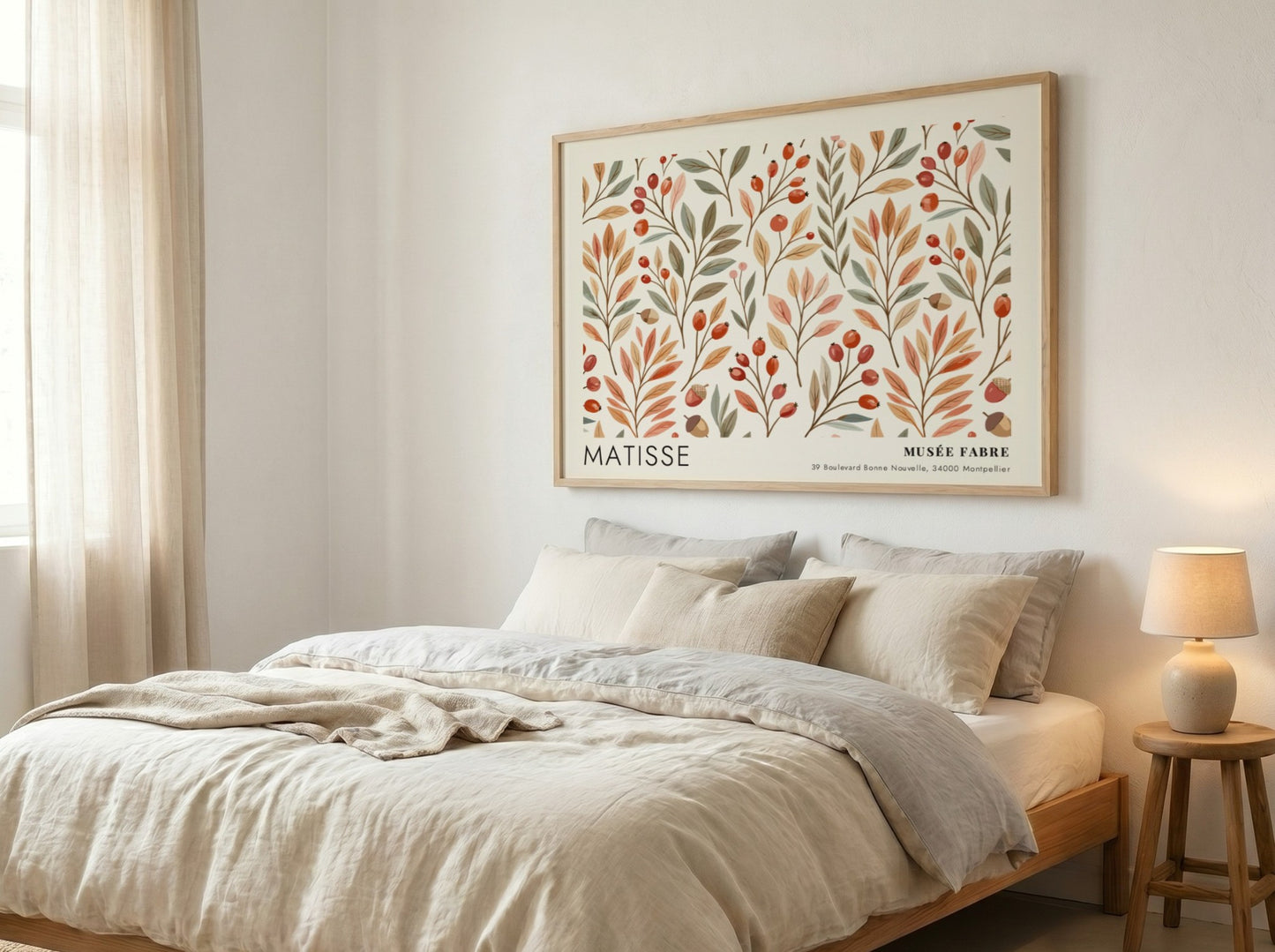 Wall art print featuring Matisse's floral design in warm colors