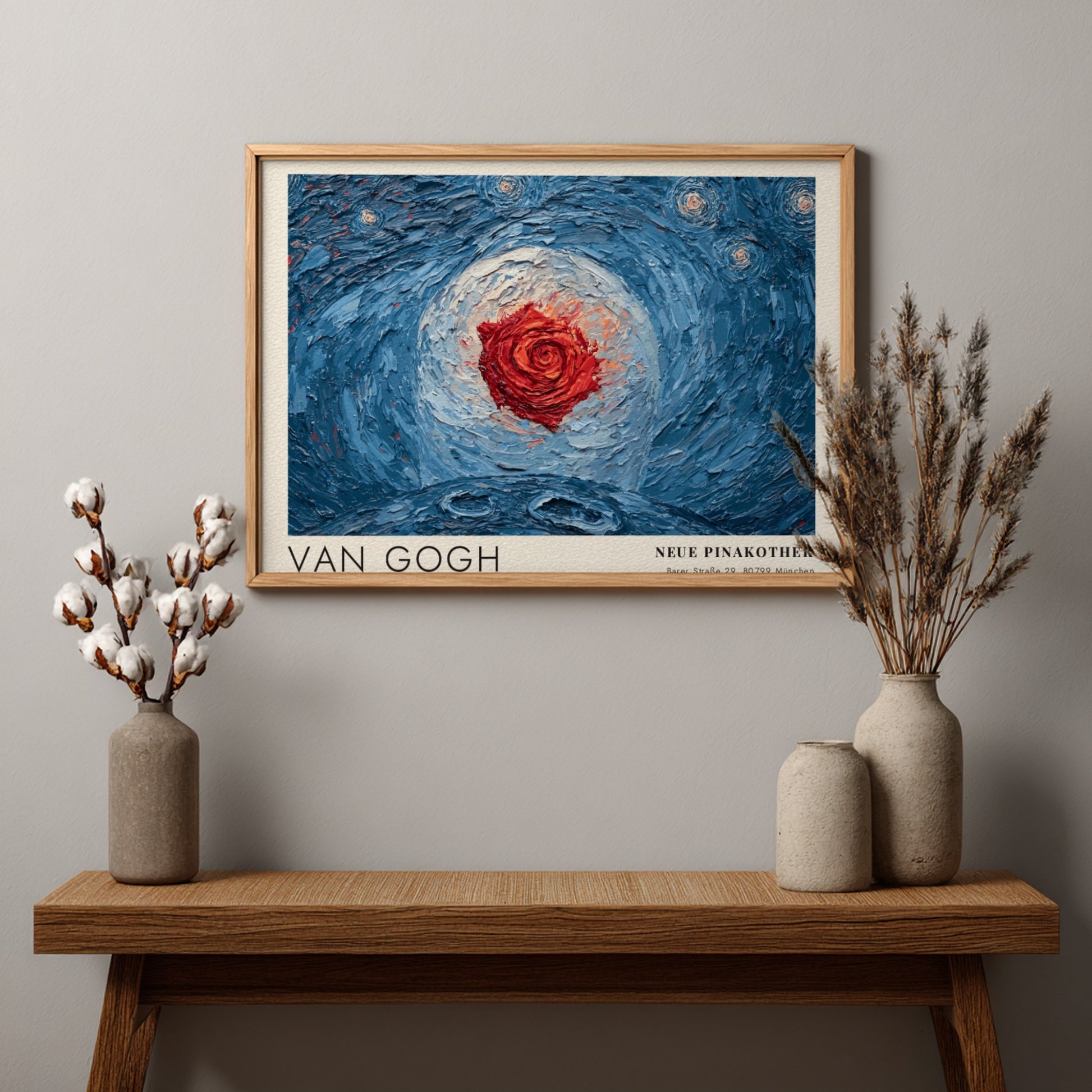 Van Gogh poster featuring Fishing Boats with vibrant blue colors and dynamic brush strokes