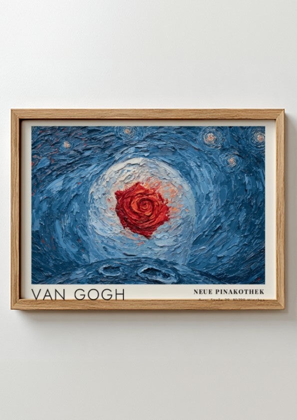 Van Gogh poster featuring Fishing Boats with vibrant blue colors and dynamic brush strokes