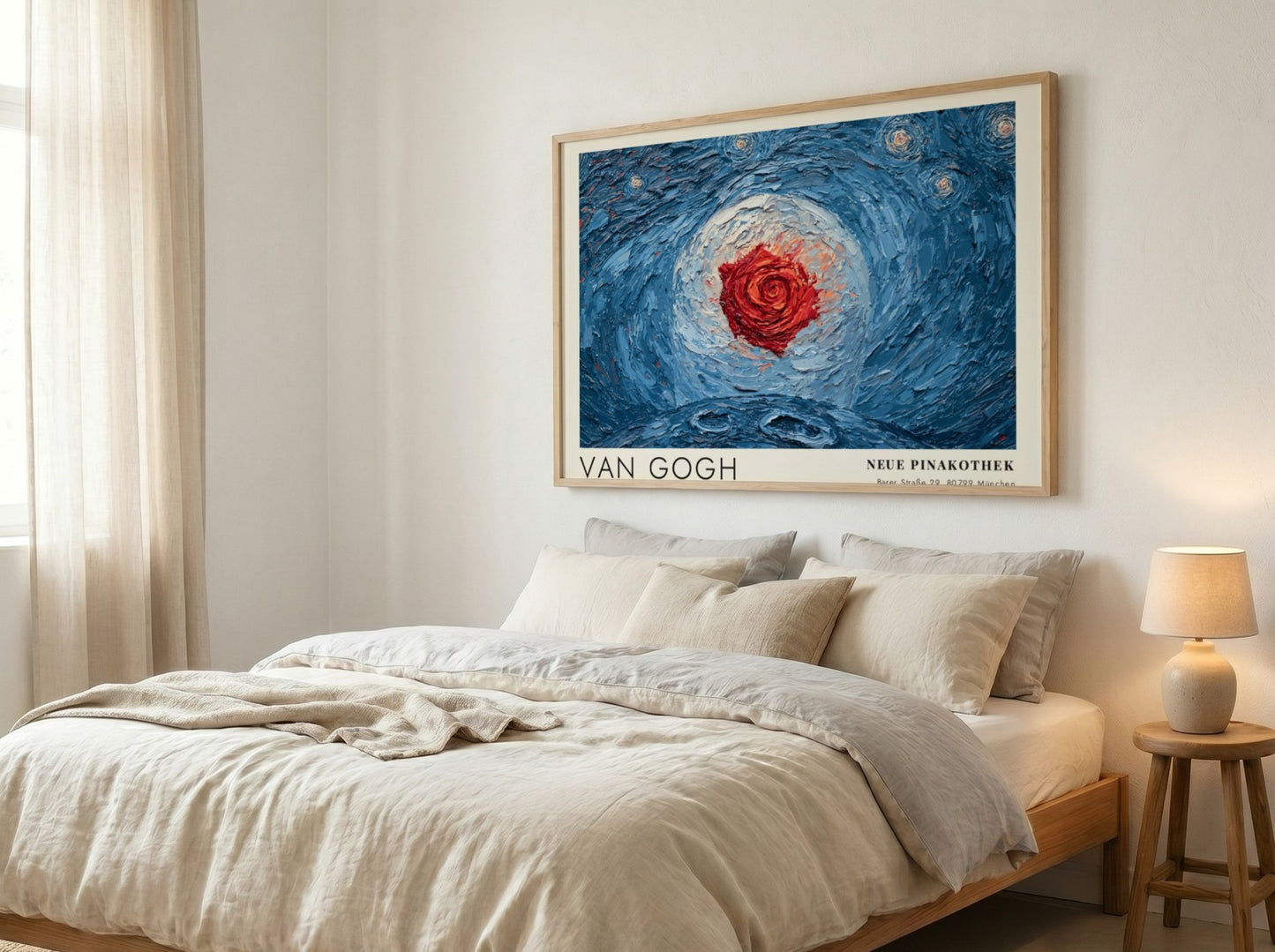 Van Gogh poster featuring Fishing Boats with vibrant blue colors and dynamic brush strokes