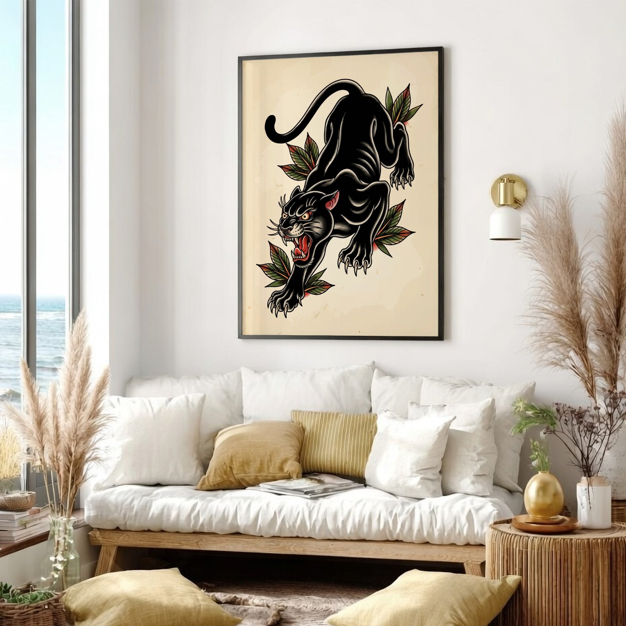 American Traditional Panther Tattoo Flash Poster – Brighton Posters