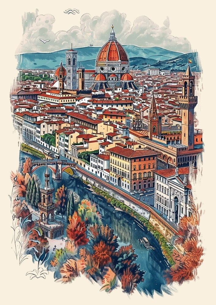 Europe FLORENCE TRAVEL POSTER - ITALY ARTWORK