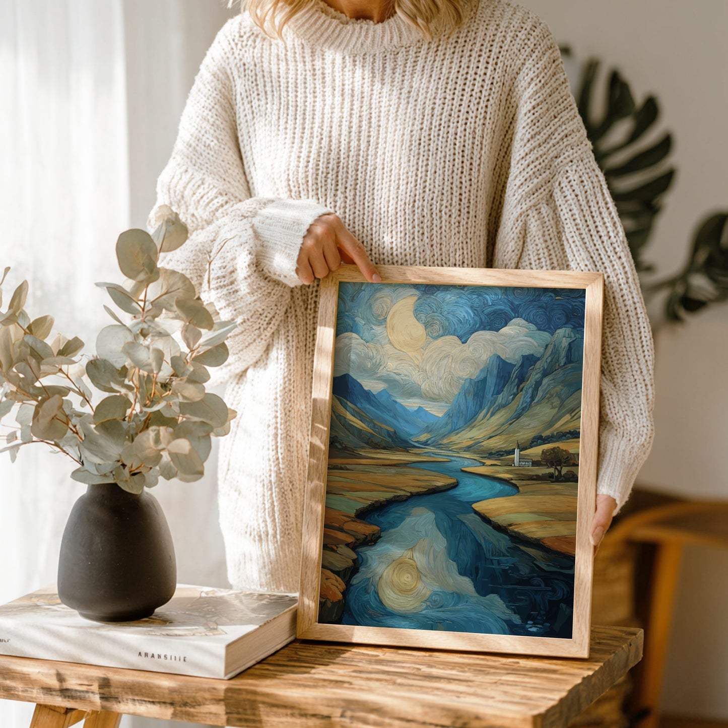 Flow - Winding River Through Green Valley Tranquil Wall Art
