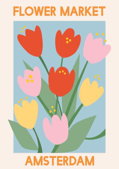 Floral Heritage Modern Art - The Flower Market Amsterdam Wall Print