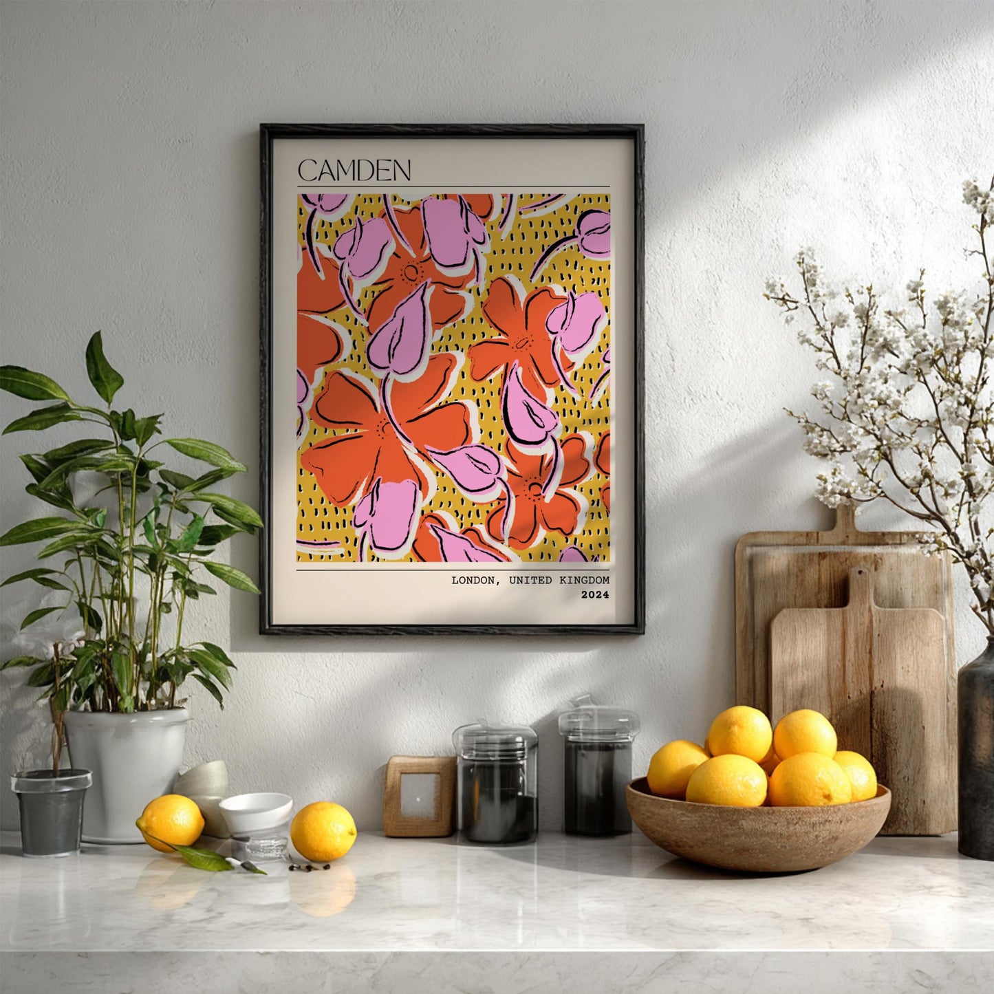 Urban Botanica Modern Art - The Flower Market Camden Wall Print