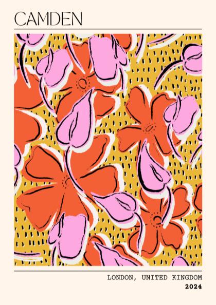 Urban Botanica Modern Art - The Flower Market Camden Wall Print