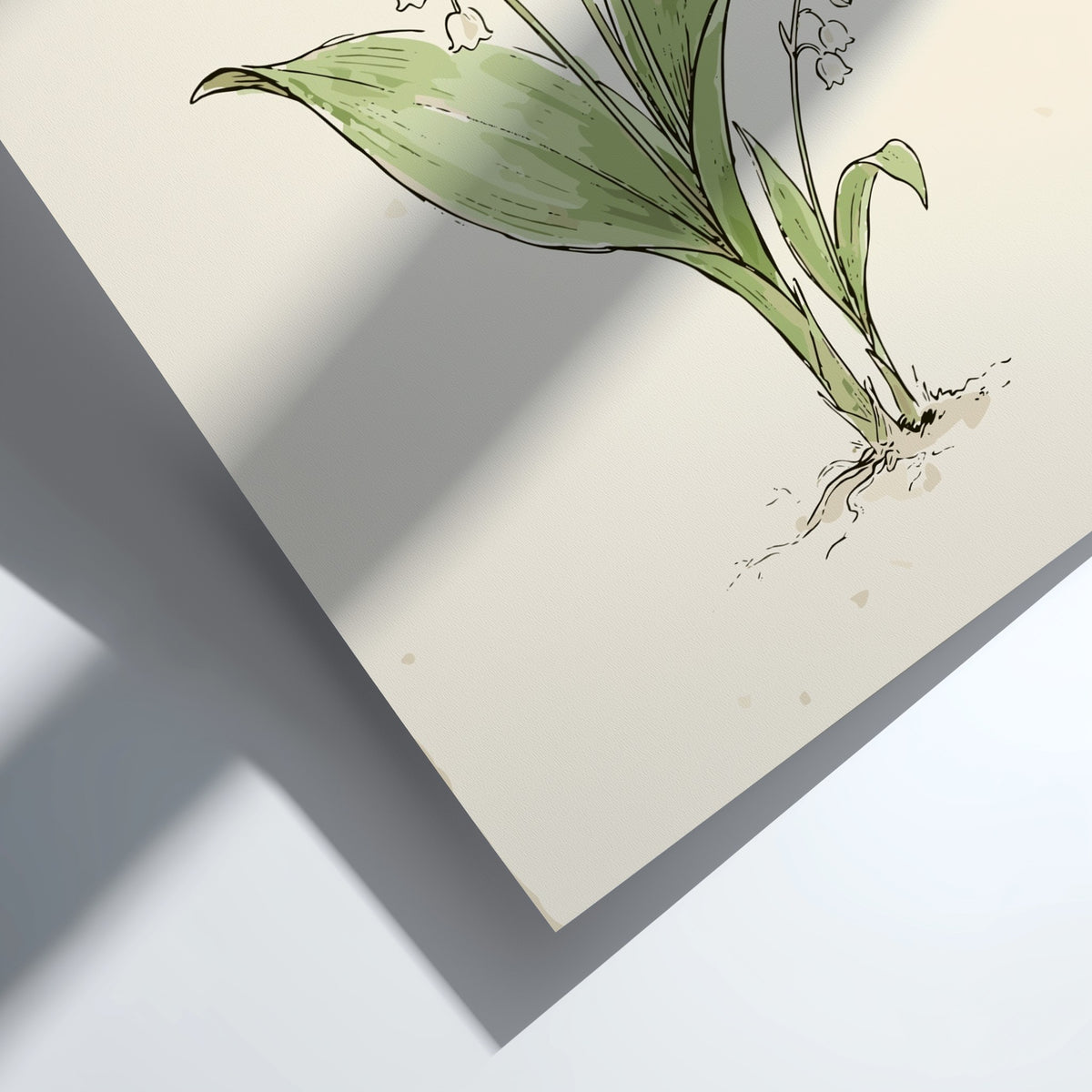 Poster featuring a delicate lily of the valley illustration with white bell-shaped flowers.