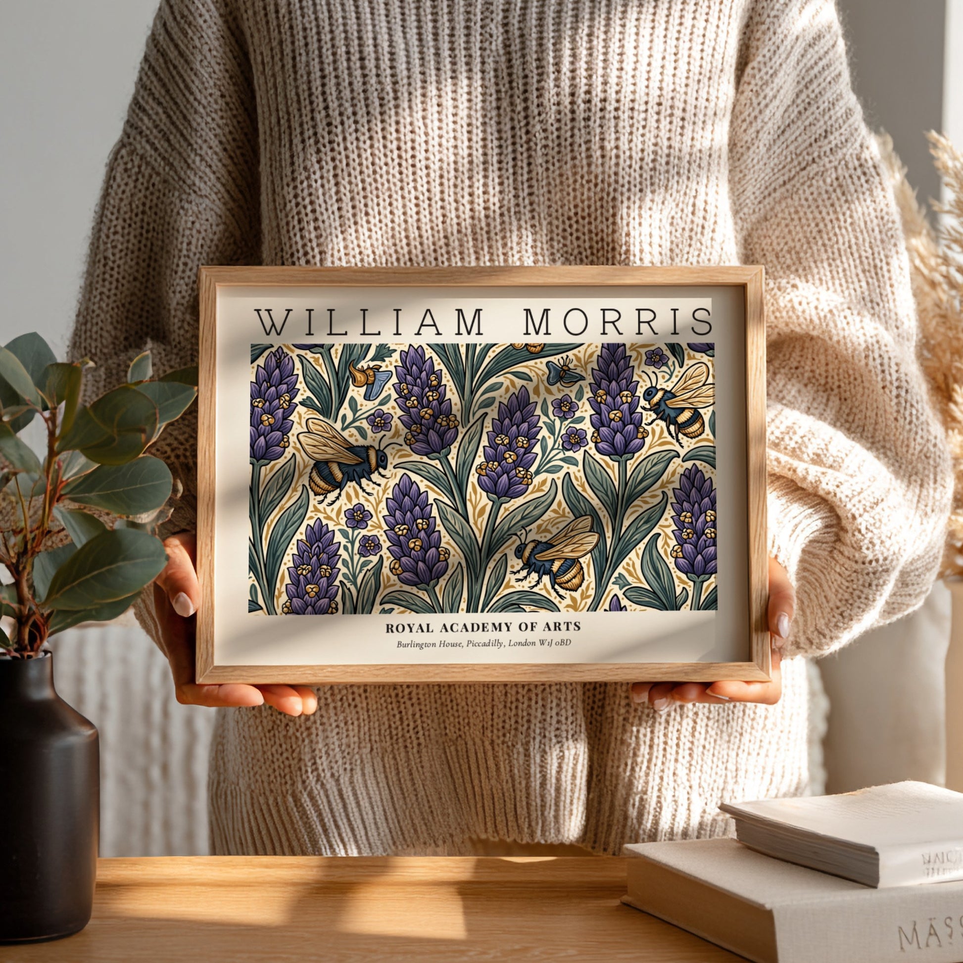 Flowers & Foliage wall art print featuring purple flowers and green foliage in a botanical style
