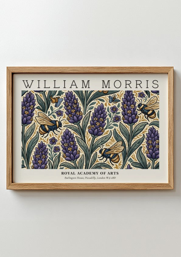 Flowers & Foliage wall art print featuring purple flowers and green foliage in a botanical style
