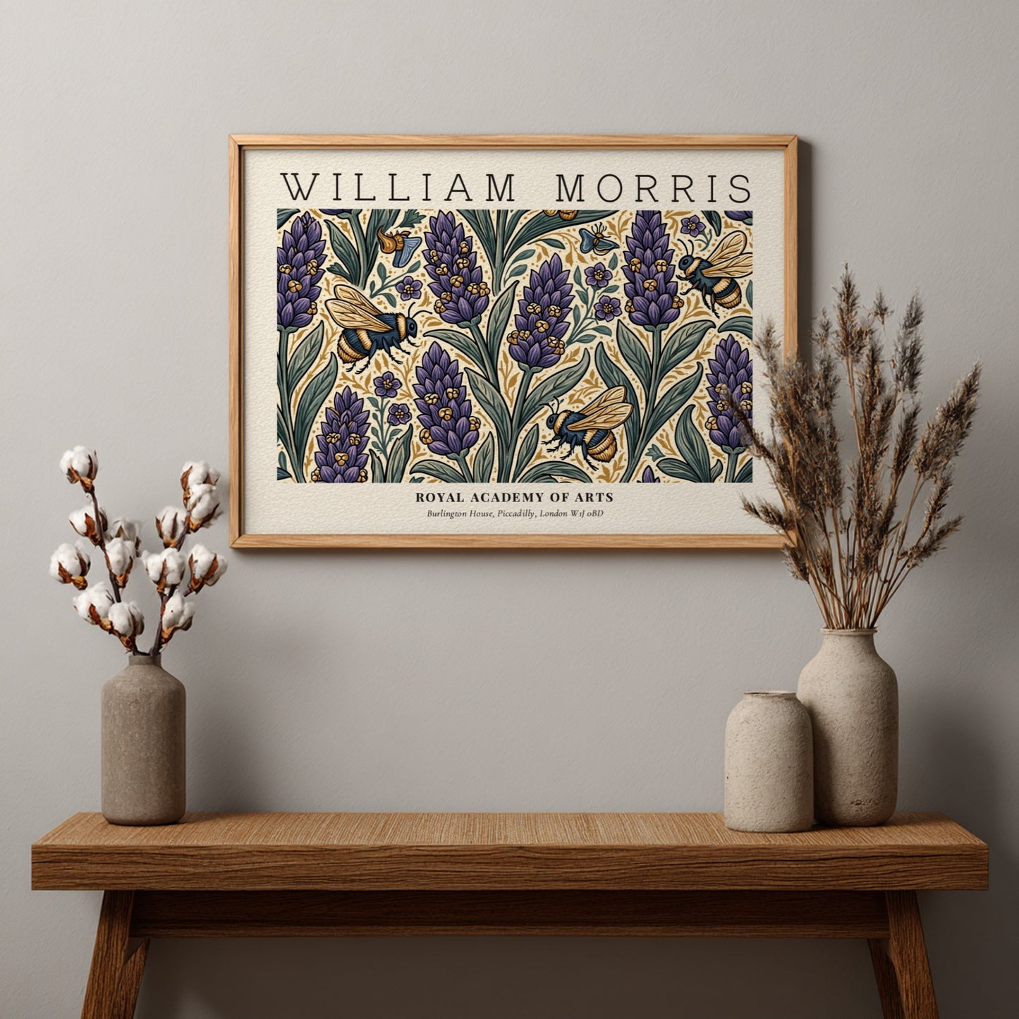 Flowers & Foliage wall art print featuring purple flowers and green foliage in a botanical style