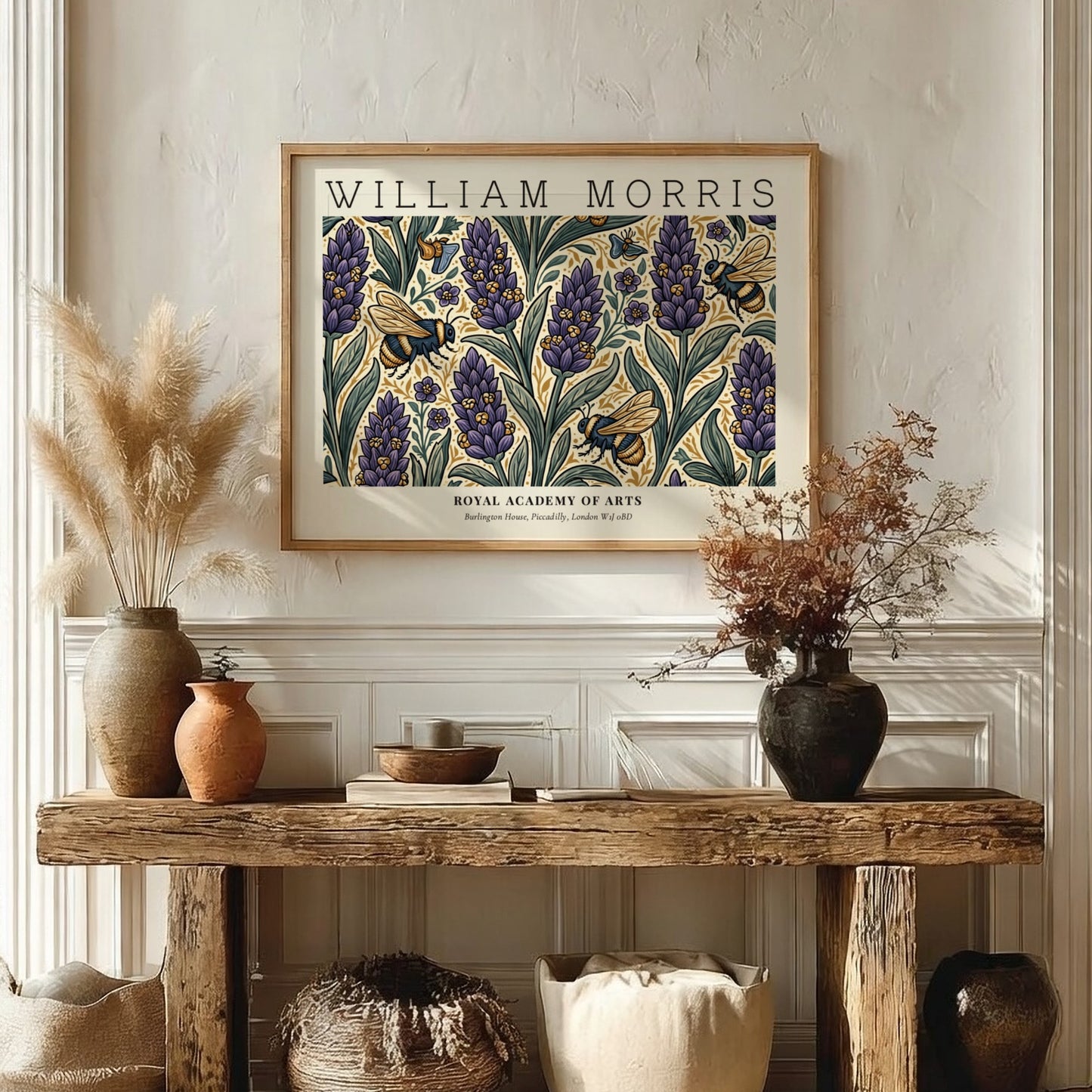 Flowers & Foliage wall art print featuring purple flowers and green foliage in a botanical style