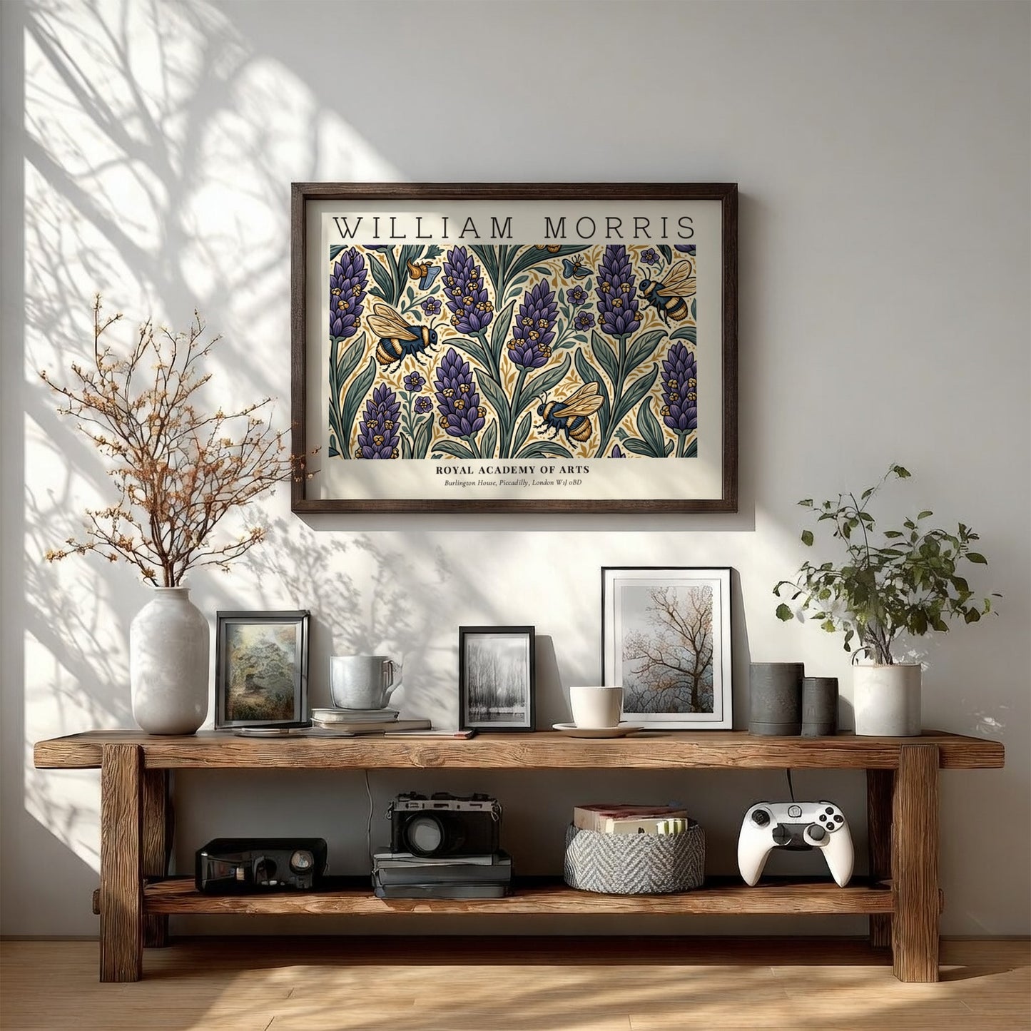 Flowers & Foliage wall art print featuring purple flowers and green foliage in a botanical style