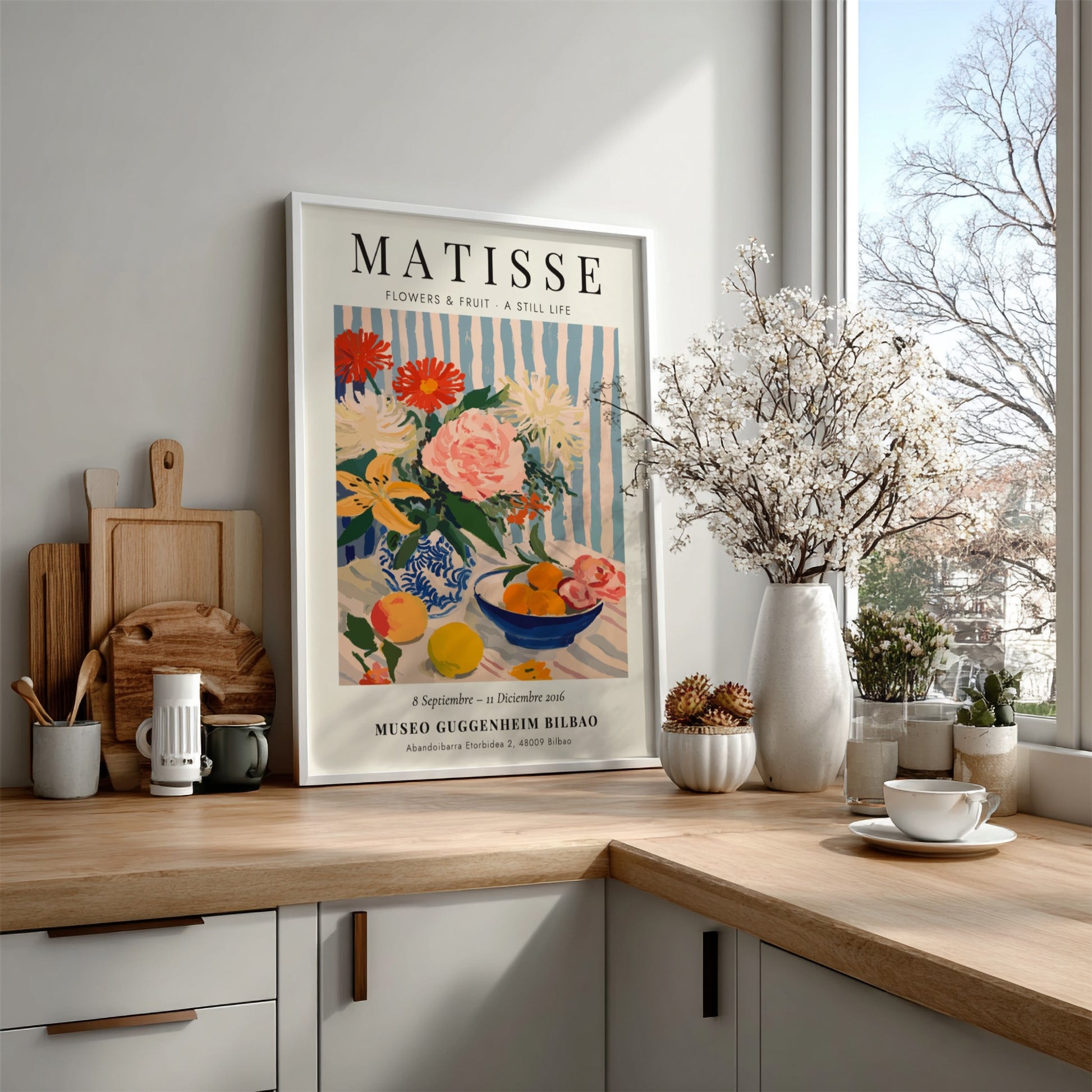 Henri Matisse poster featuring vibrant flowers and fruit in a still life style, perfect for home decor and