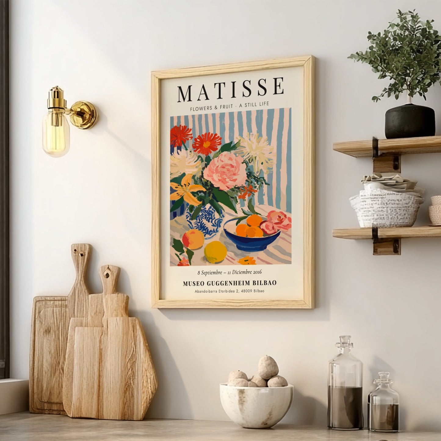 Henri Matisse poster featuring vibrant flowers and fruit in a still life style, perfect for home decor and