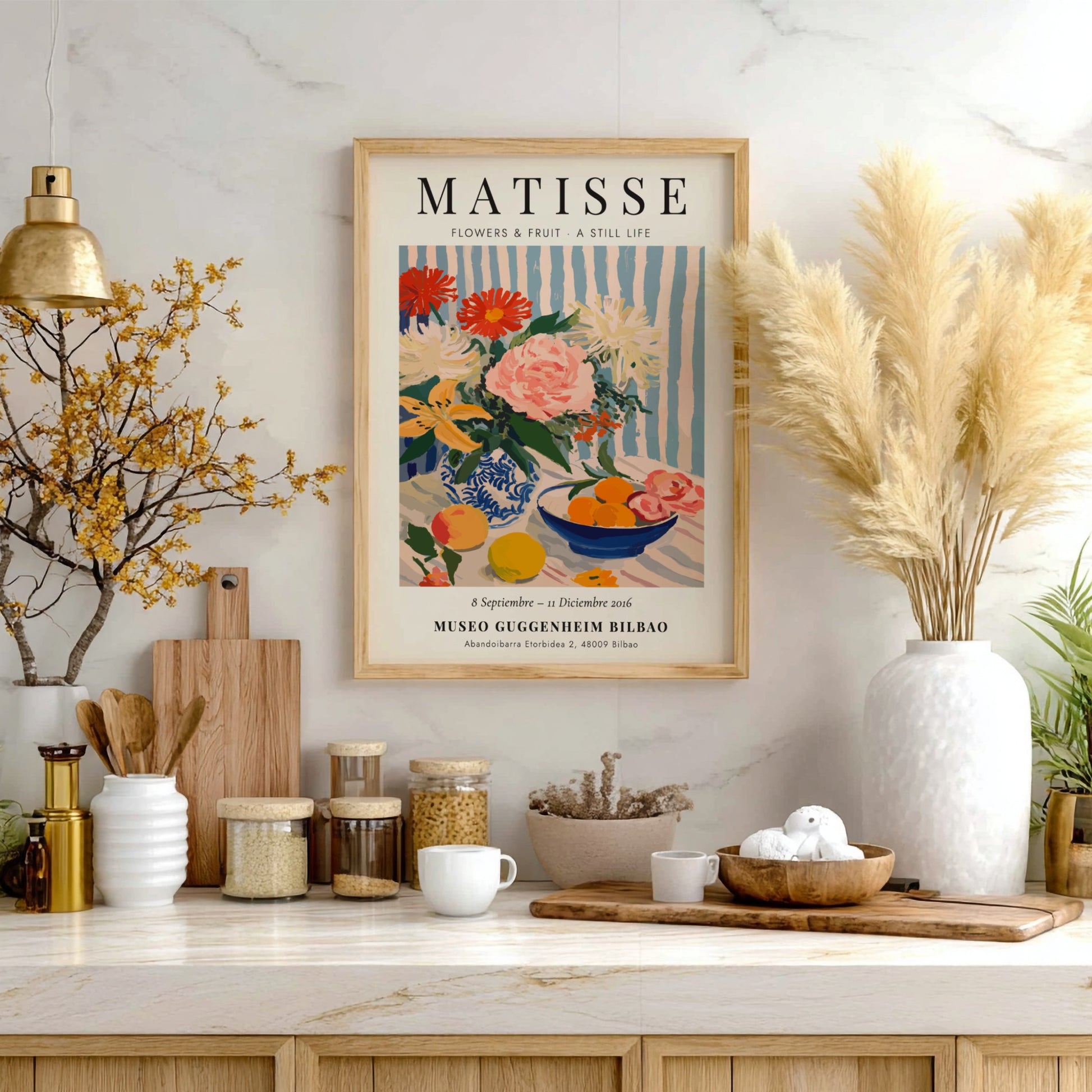 Henri Matisse poster featuring vibrant flowers and fruit in a still life style, perfect for home decor and