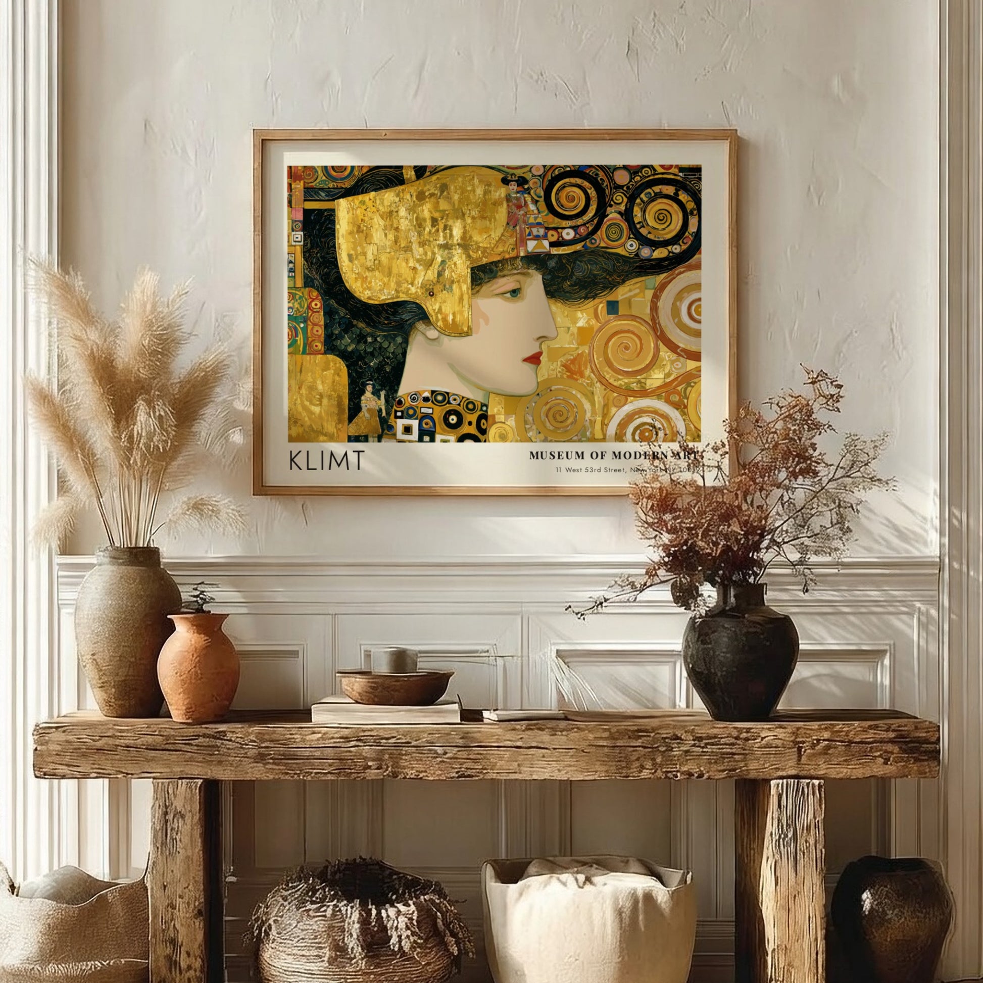 Fluss wall art print by Klimt featuring gold and earthy tones in a mosaic style