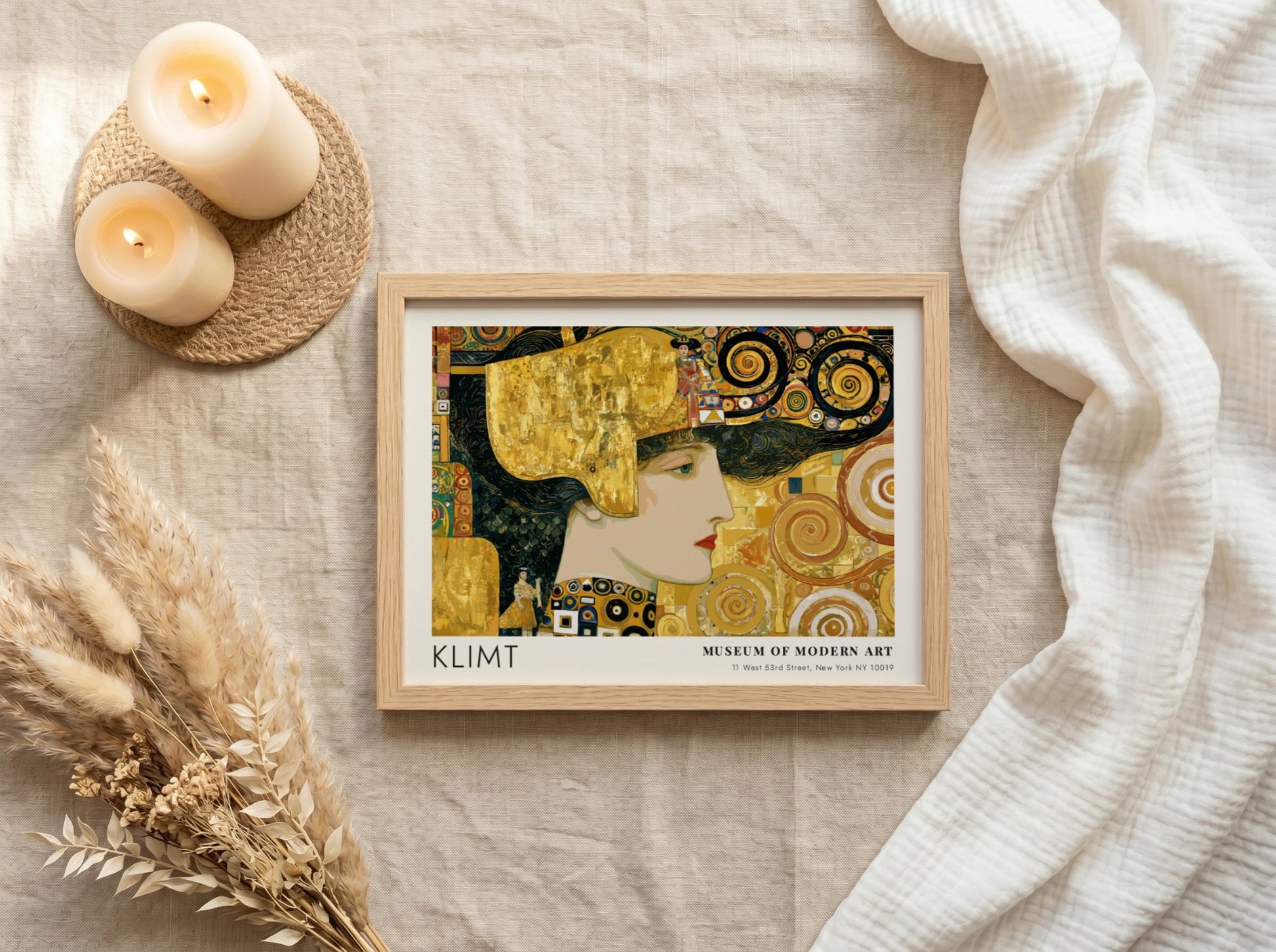 Fluss wall art print by Klimt featuring gold and earthy tones in a mosaic style