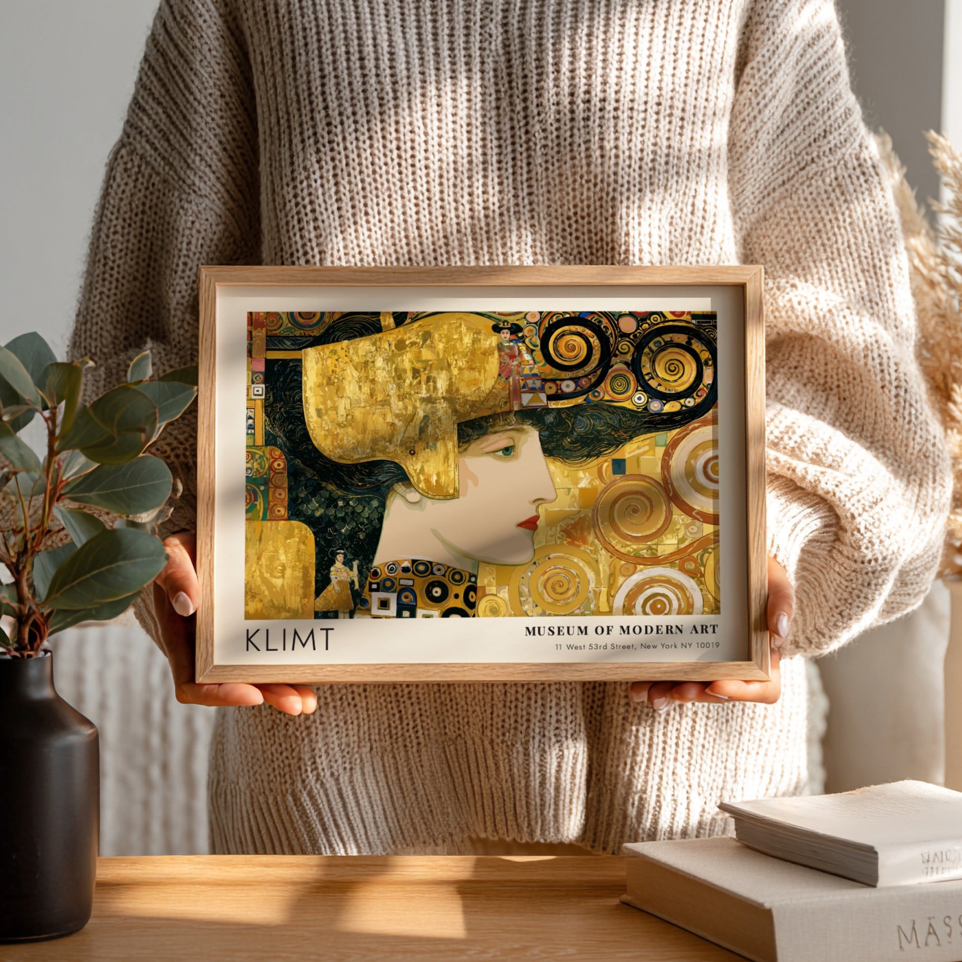 Fluss wall art print by Klimt featuring gold and earthy tones in a mosaic style