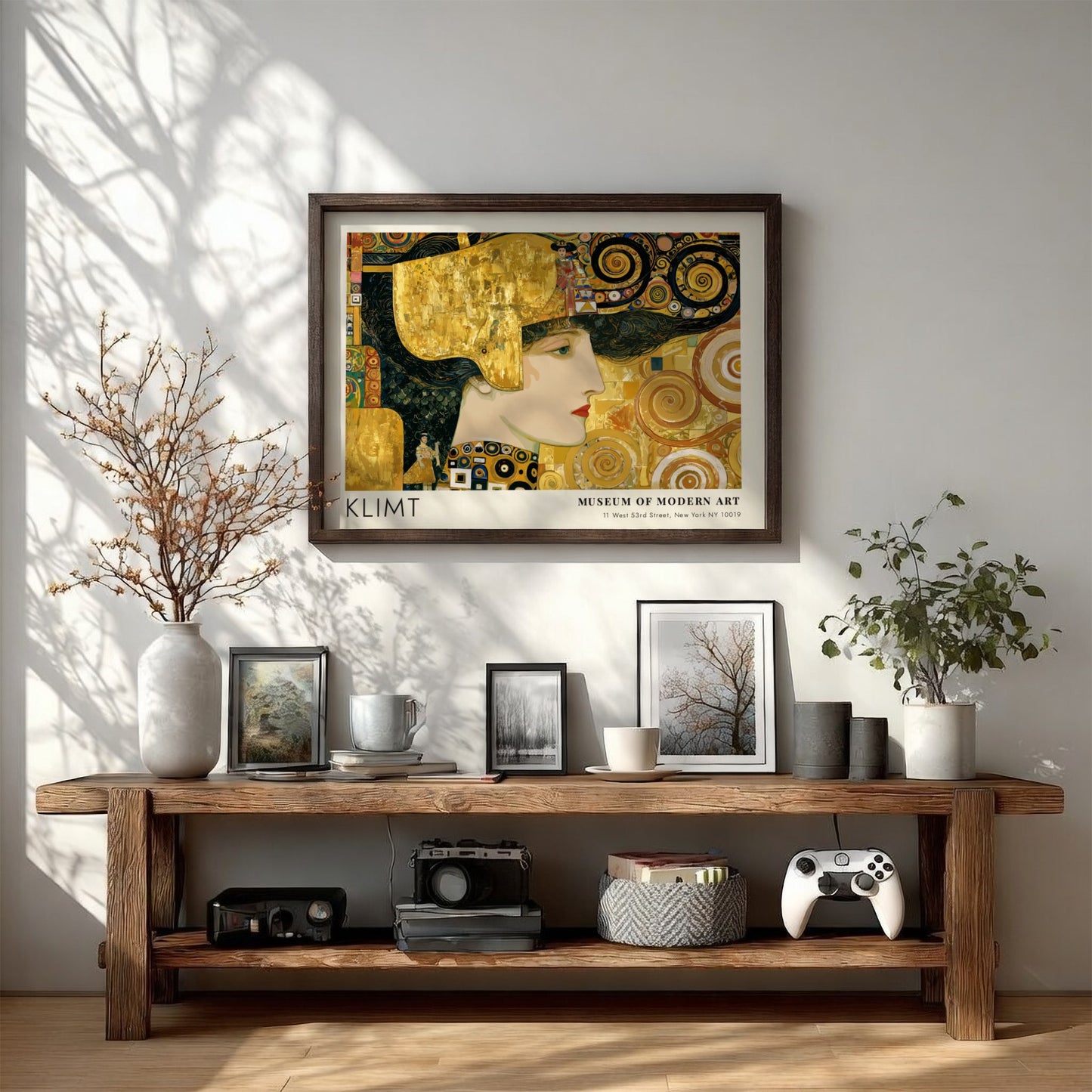 Fluss wall art print by Klimt featuring gold and earthy tones in a mosaic style