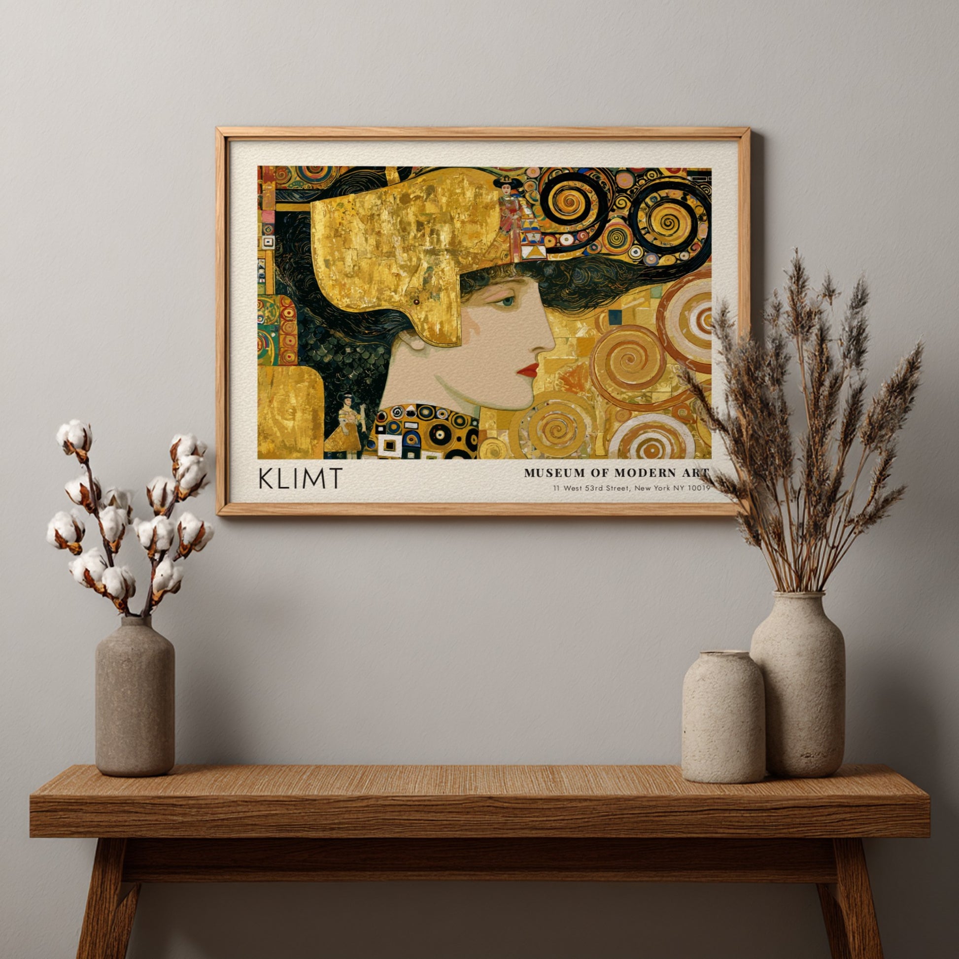 Fluss wall art print by Klimt featuring gold and earthy tones in a mosaic style