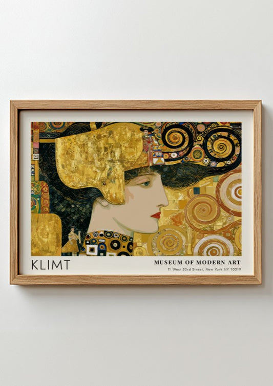 Fluss wall art print by Klimt featuring gold and earthy tones in a mosaic style