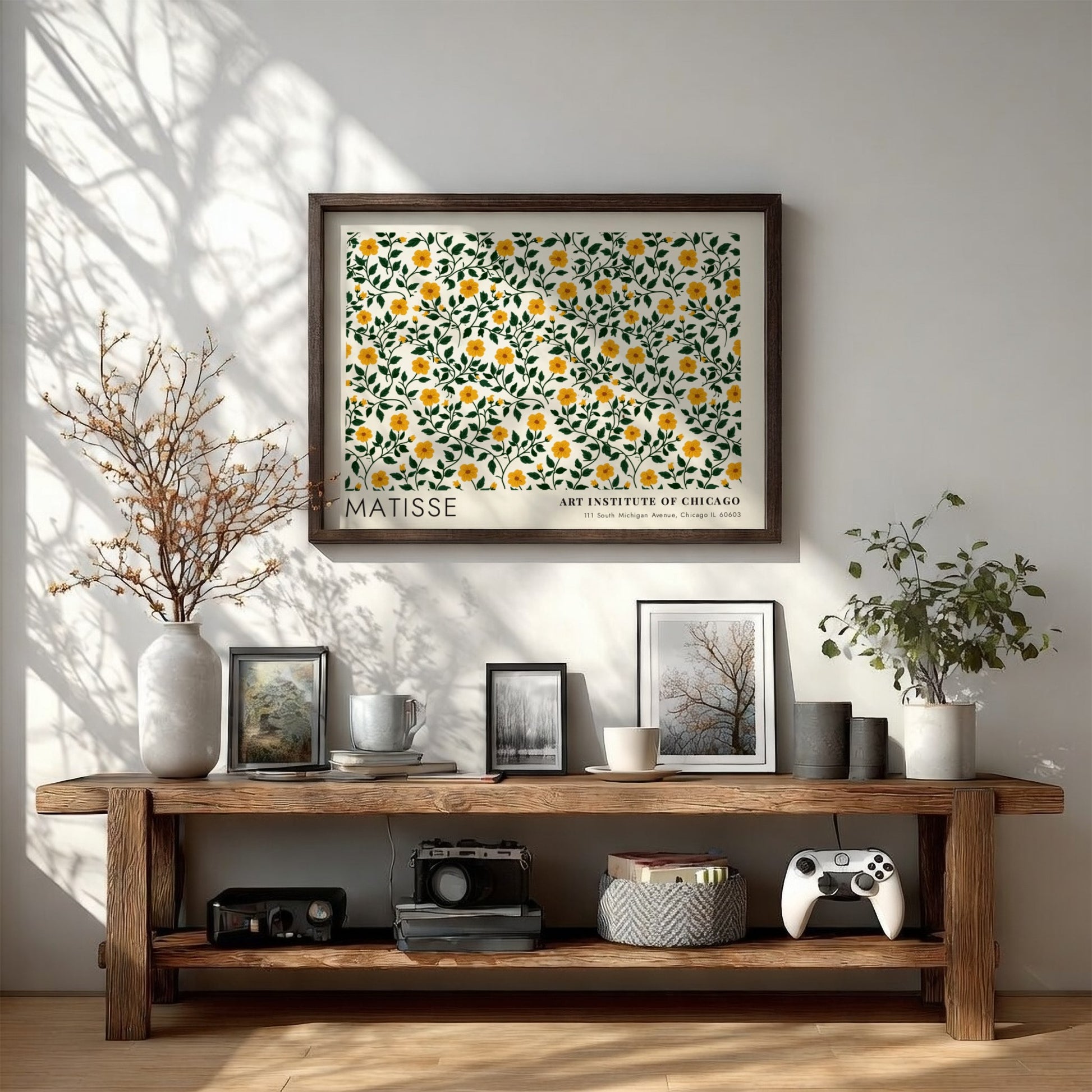 Forest Floor & Wild Undergrowth poster featuring yellow flowers and green foliage in vibrant colors