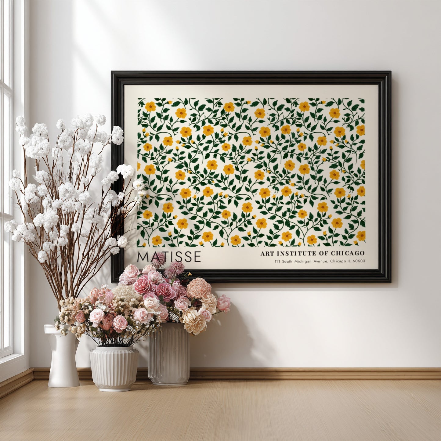 Forest Floor & Wild Undergrowth poster featuring yellow flowers and green foliage in vibrant colors
