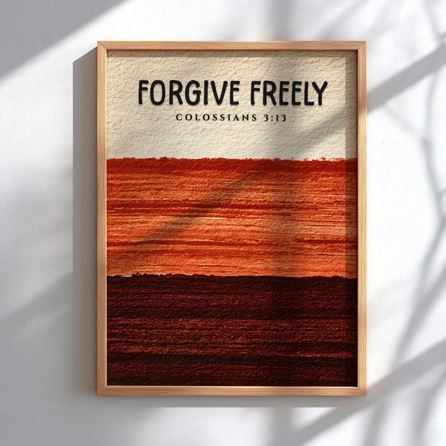Forgive Freely poster featuring earthy colors and textured design, inspired by Colossians 3:13, perfect for