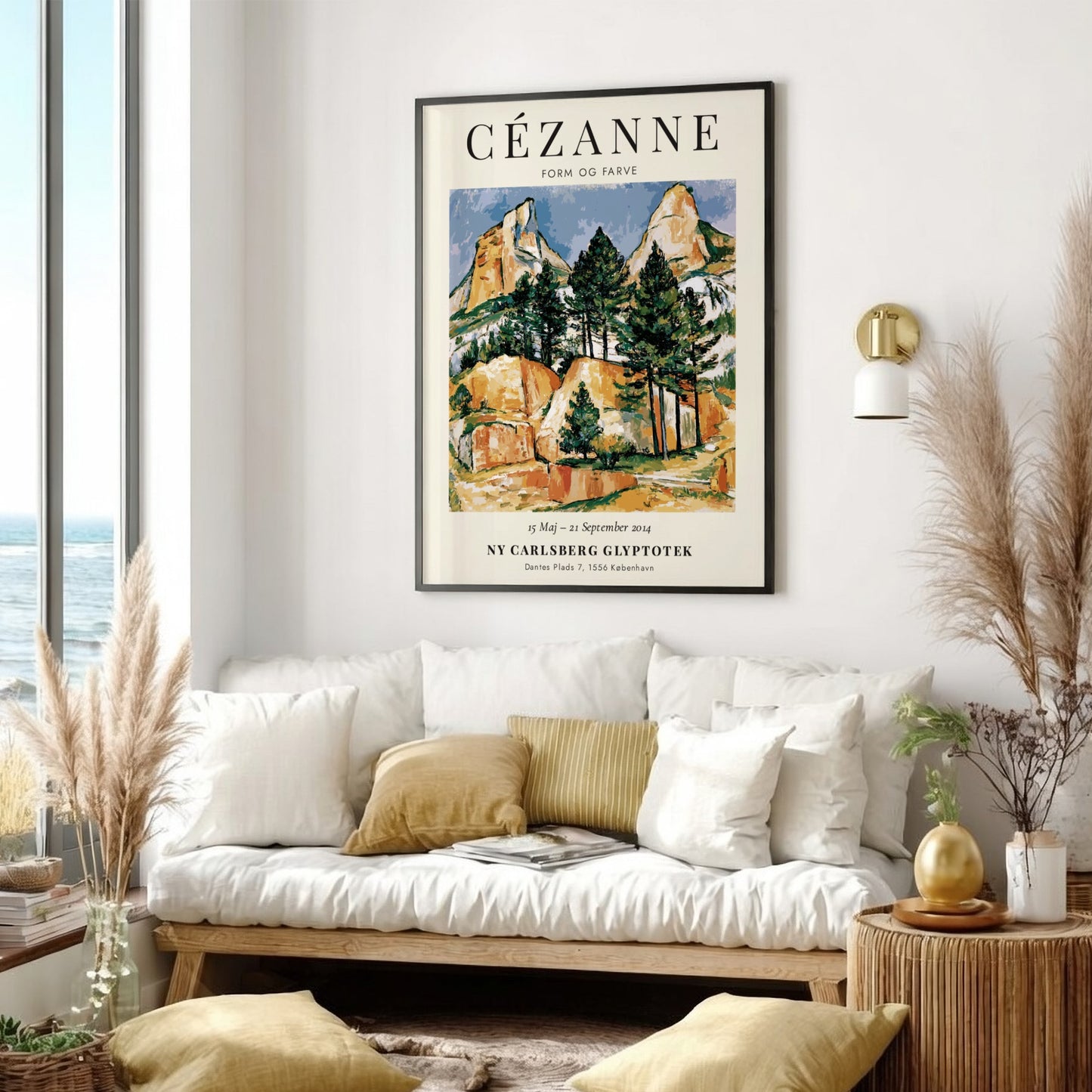 Cézanne Exhibition Poster featuring Form og Farve landscape art with vibrant greens and earthy tones