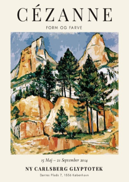 Cézanne Exhibition Poster featuring Form og Farve landscape art with vibrant greens and earthy tones