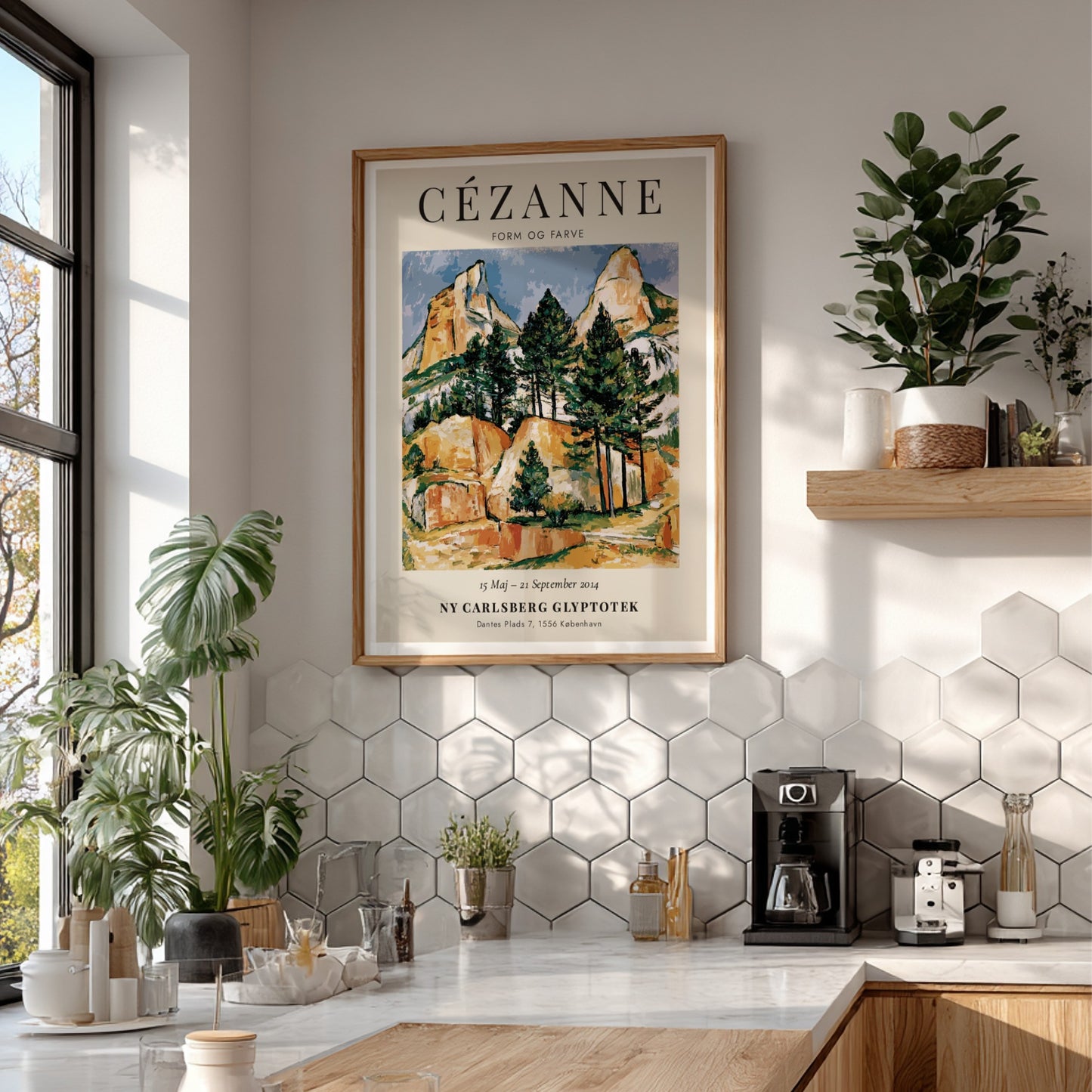 Cézanne Exhibition Poster featuring Form og Farve landscape art with vibrant greens and earthy tones