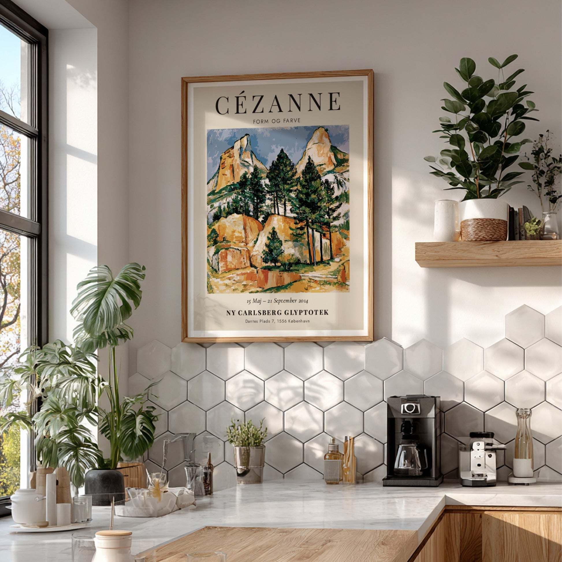 Cézanne Exhibition Poster featuring Form og Farve landscape art with vibrant greens and earthy tones