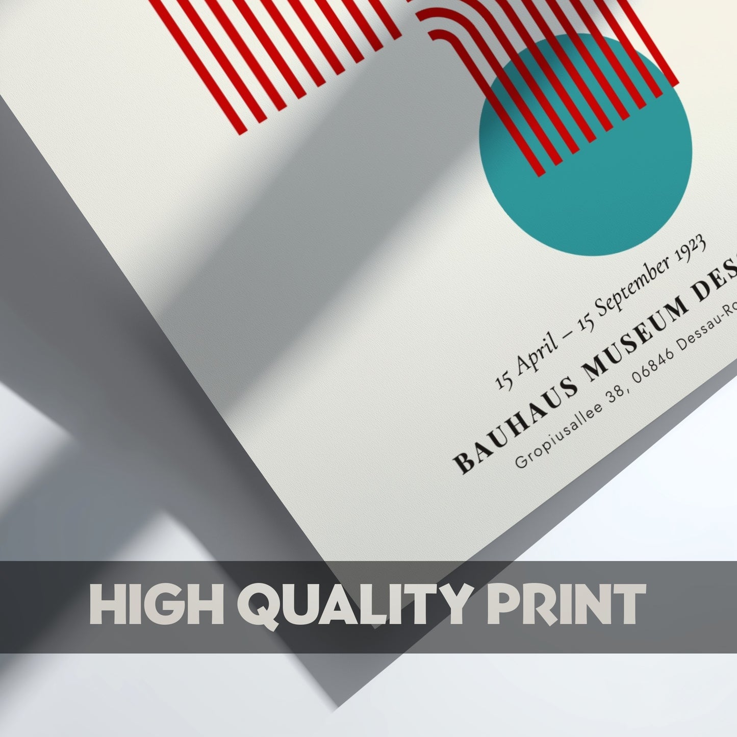 Bauhaus poster featuring geometric shapes in vibrant colors, modern design art for wall decor