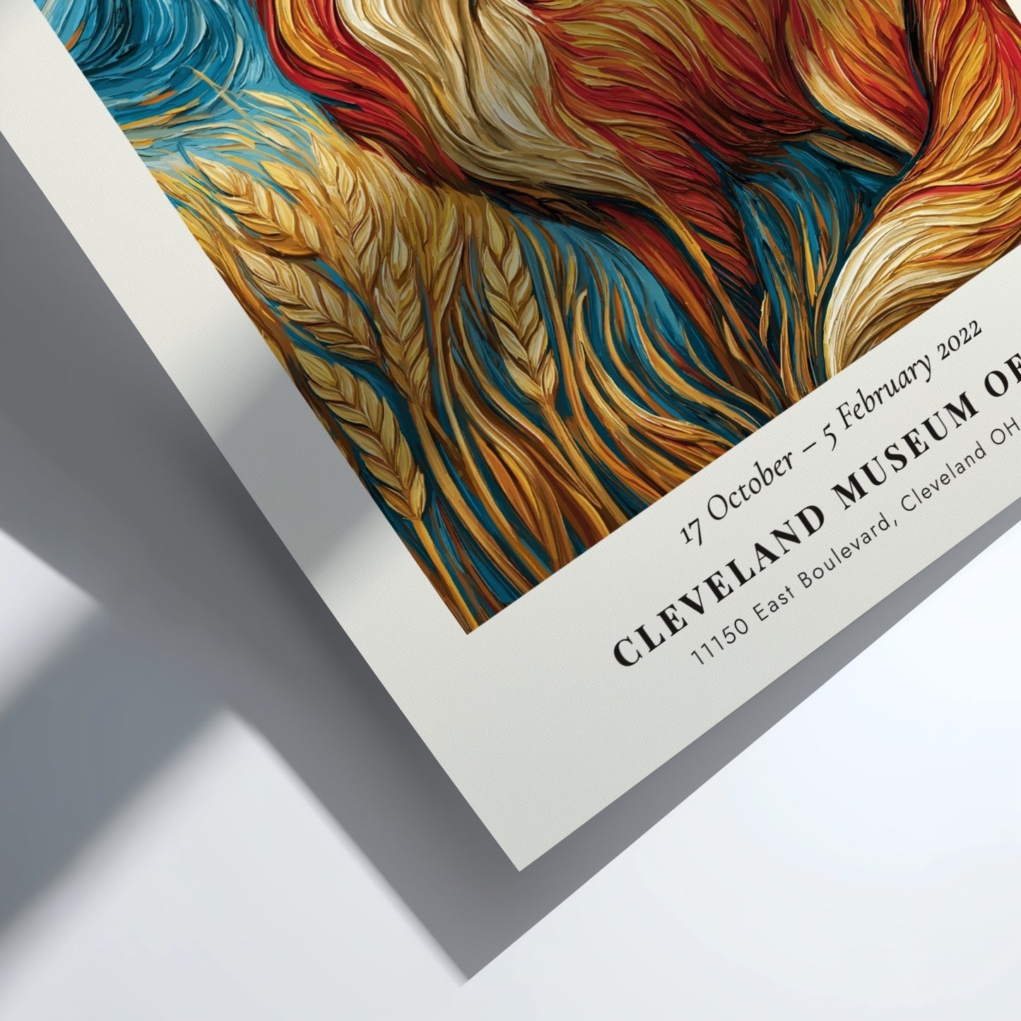 Fox autumn wheat poster featuring warm colors and Van Gogh style