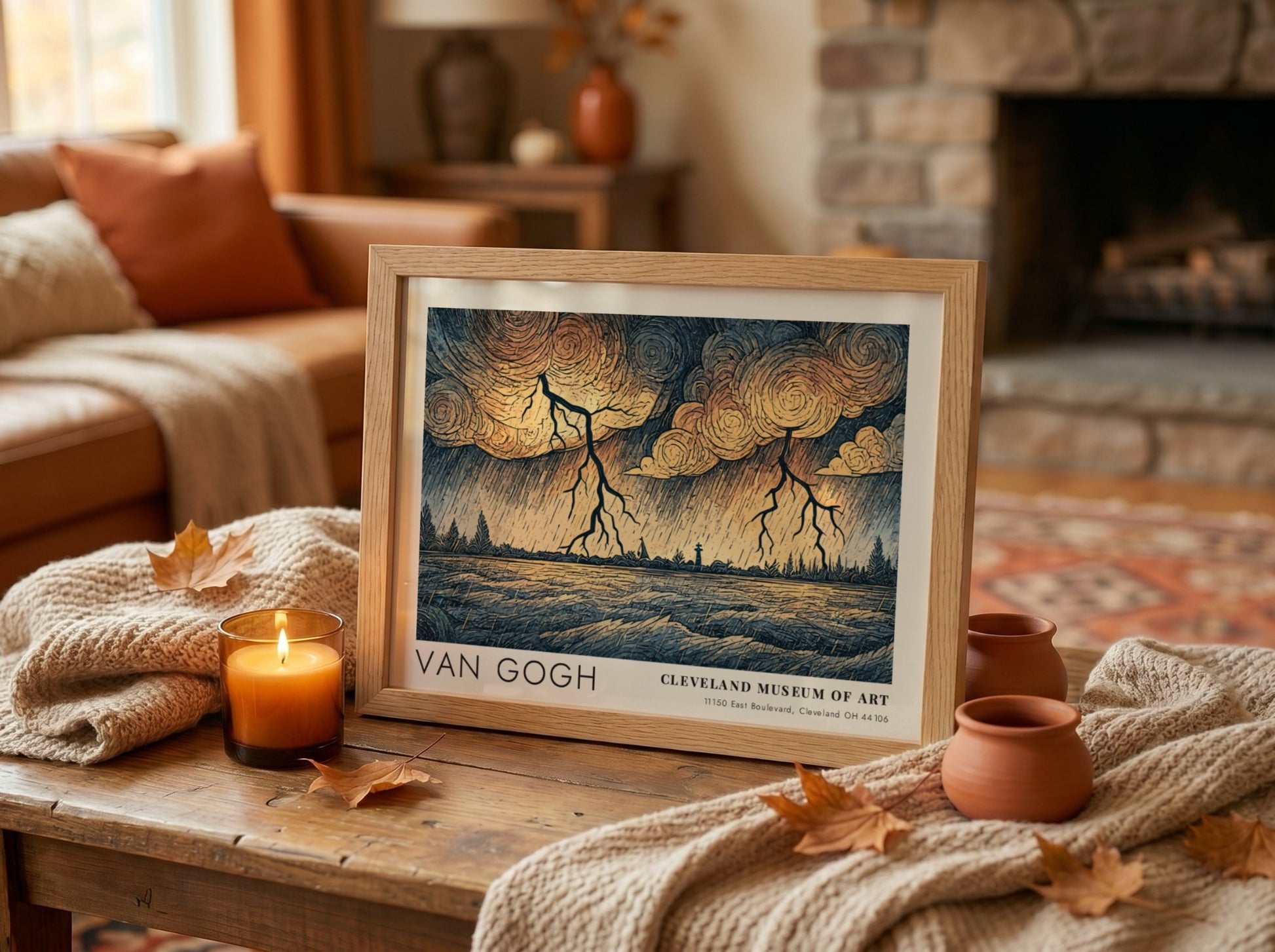 Fox Autumn Wheat poster featuring Van Gogh's landscape art with vibrant colors and dramatic clouds