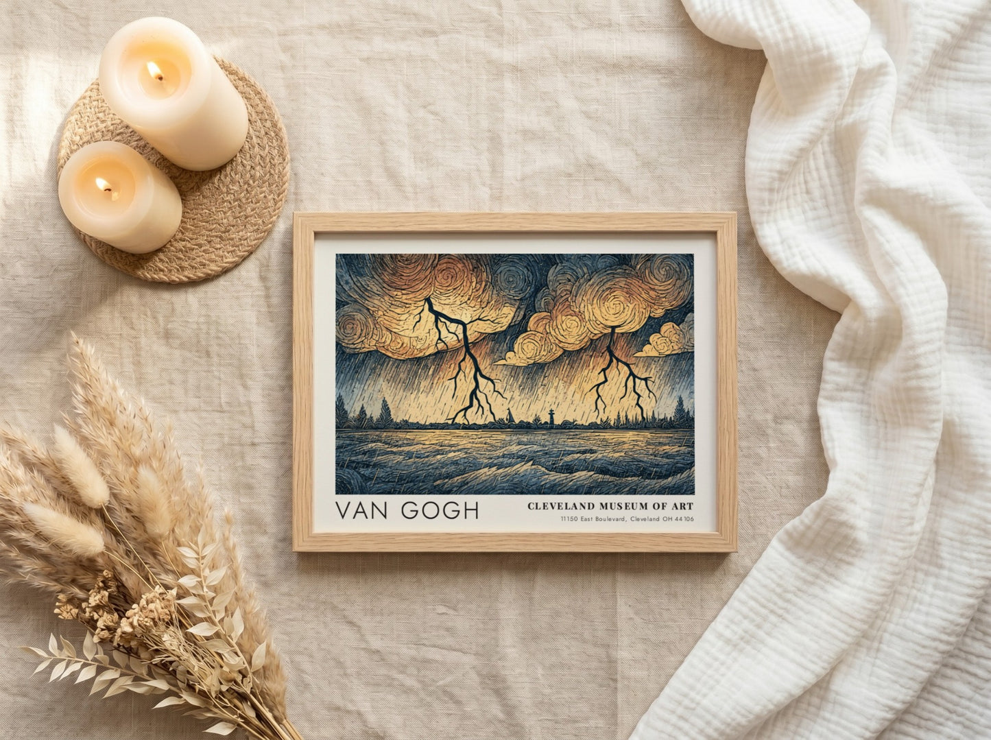Fox Autumn Wheat poster featuring Van Gogh's landscape art with vibrant colors and dramatic clouds