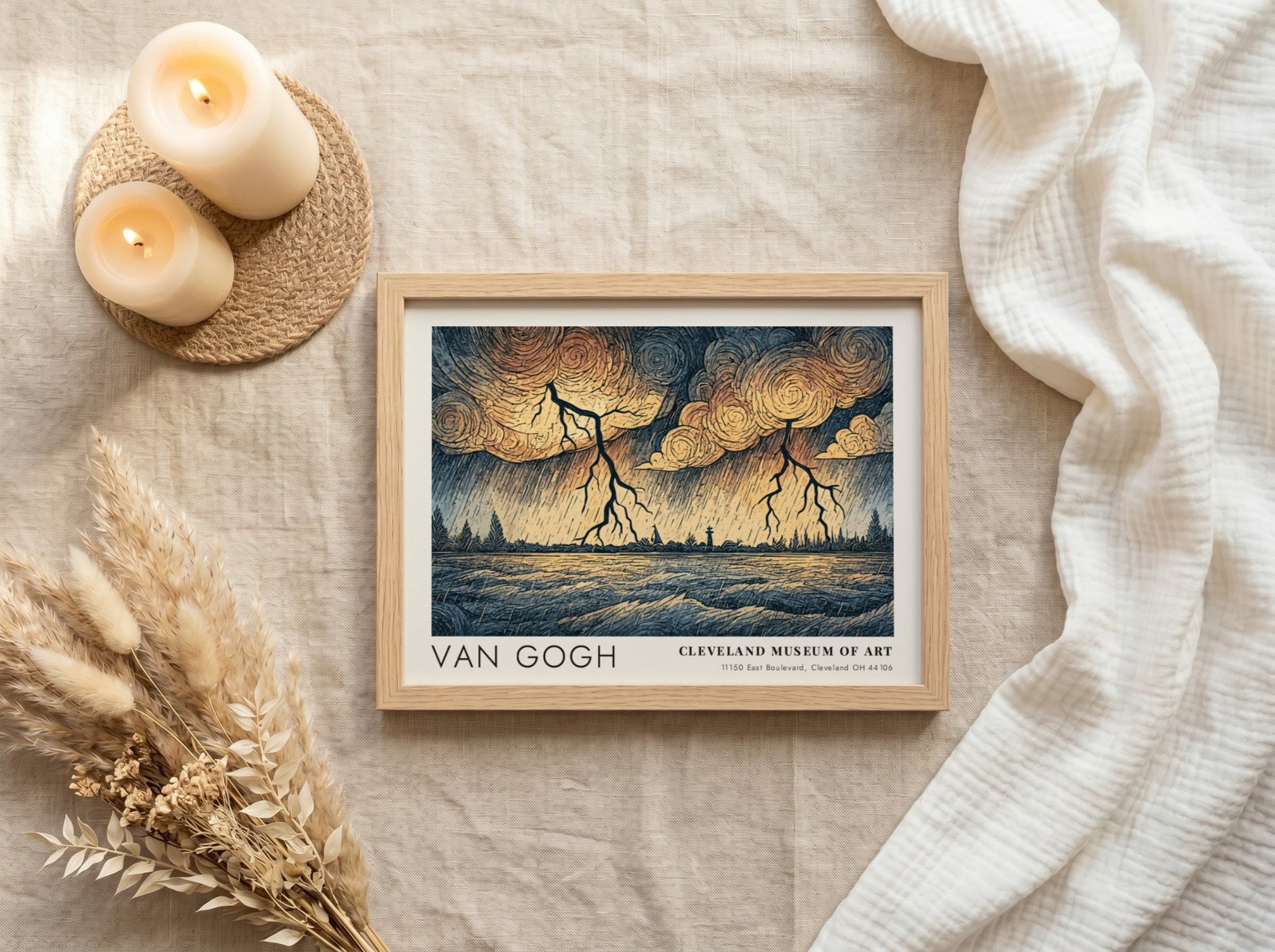 Fox Autumn Wheat poster featuring Van Gogh's landscape art with vibrant colors and dramatic clouds