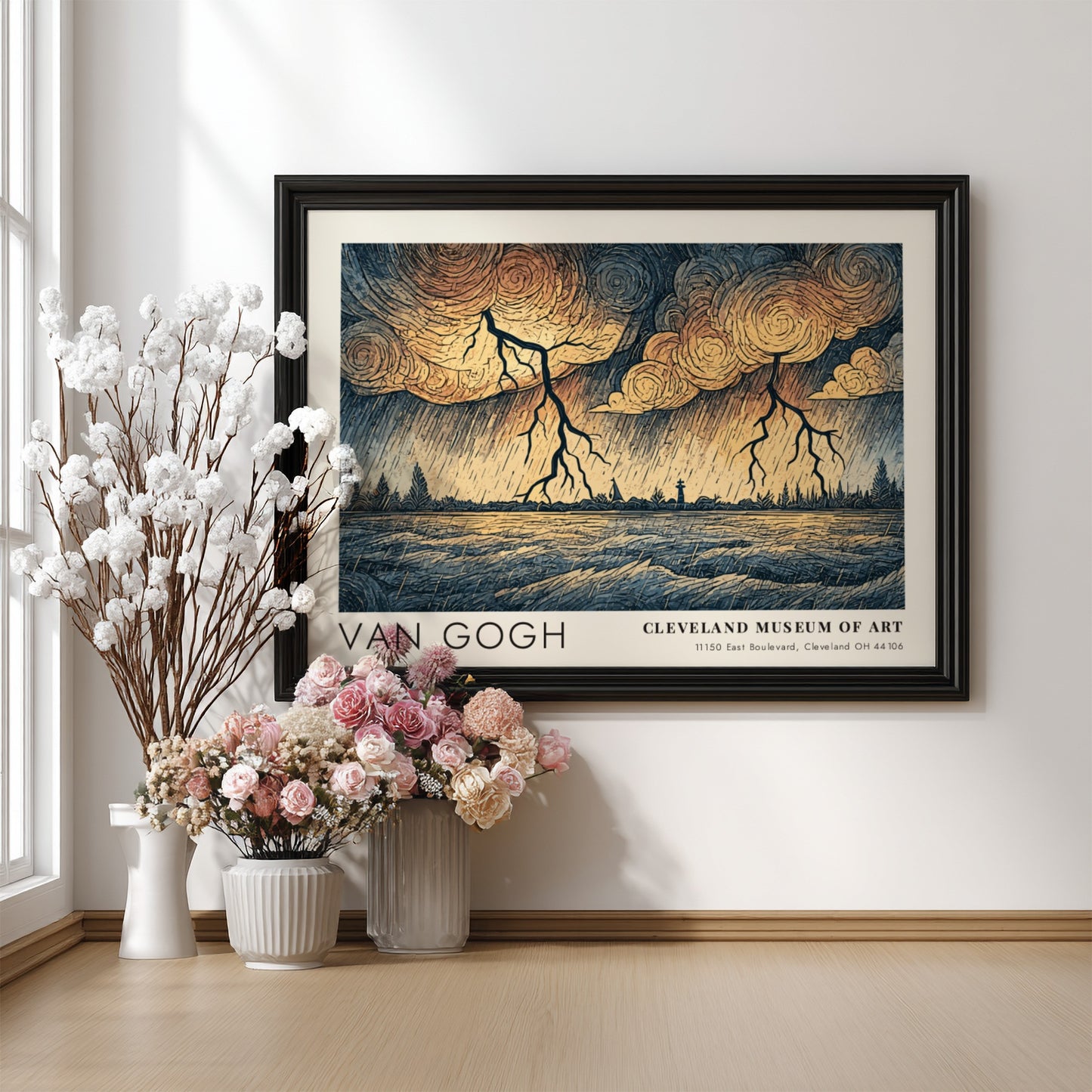 Fox Autumn Wheat poster featuring Van Gogh's landscape art with vibrant colors and dramatic clouds