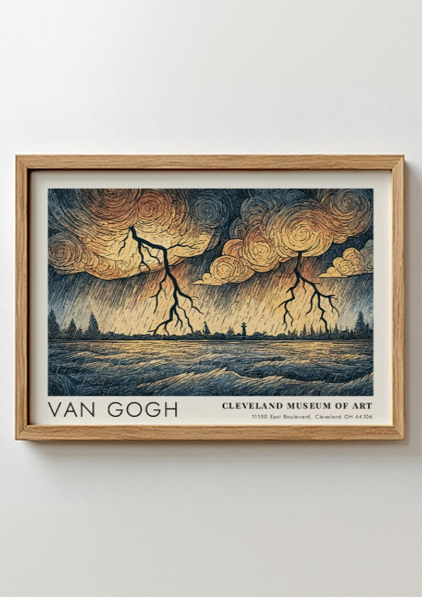 Fox Autumn Wheat poster featuring Van Gogh's landscape art with vibrant colors and dramatic clouds