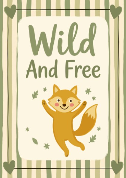 Kids room poster featuring a playful fox in warm colors, perfect for nursery decor.