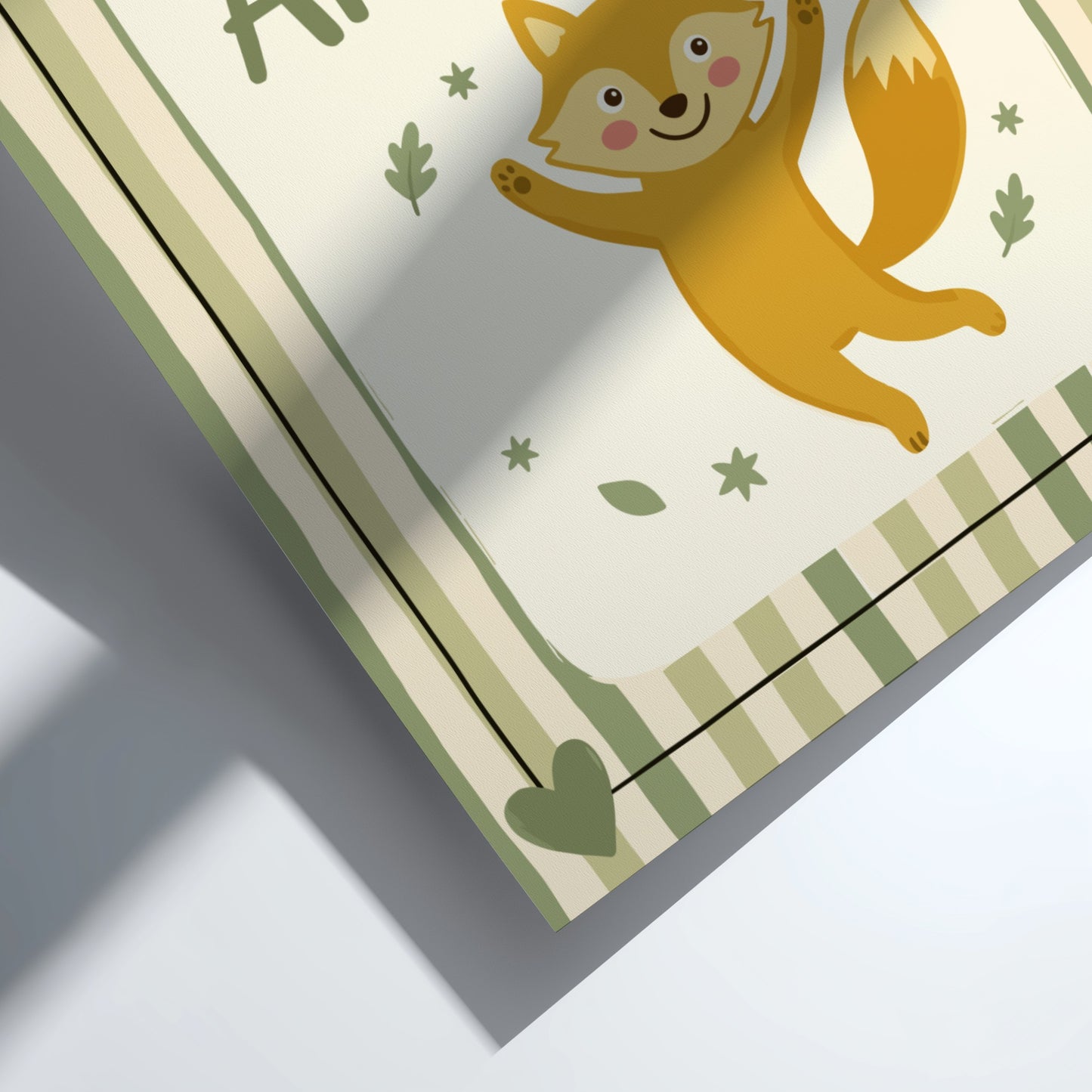 Kids room poster featuring a playful fox in warm colors, perfect for nursery decor.