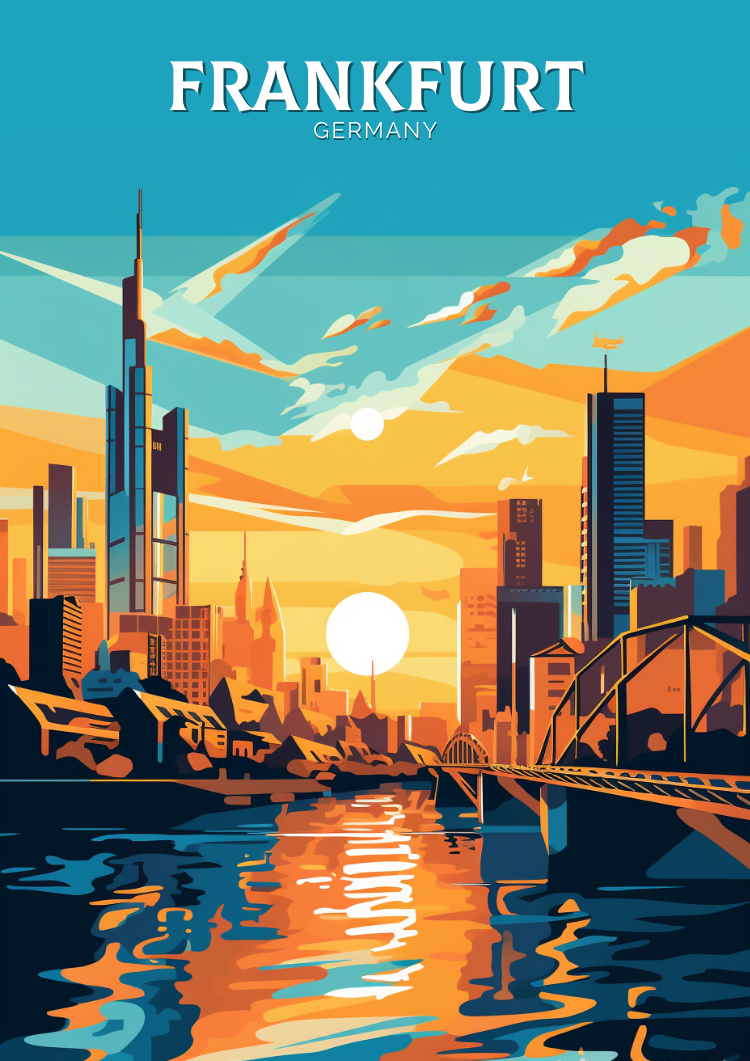 Europe FRANKFURT TRAVEL POSTER - GERMANY ARTWORK